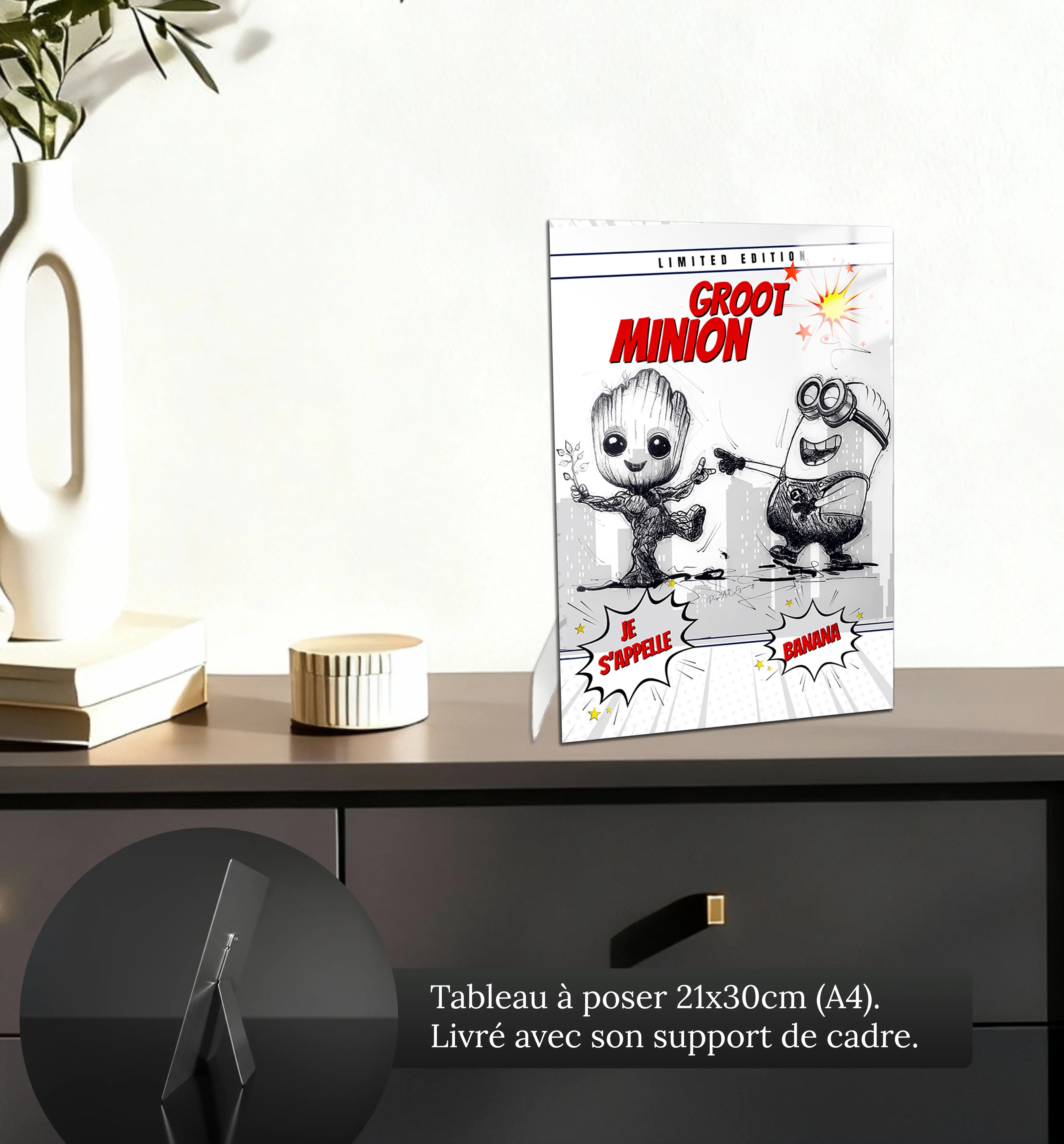 tableau-minion-et-groot-petit-format-a-poser-sur-meuble | DreamWay