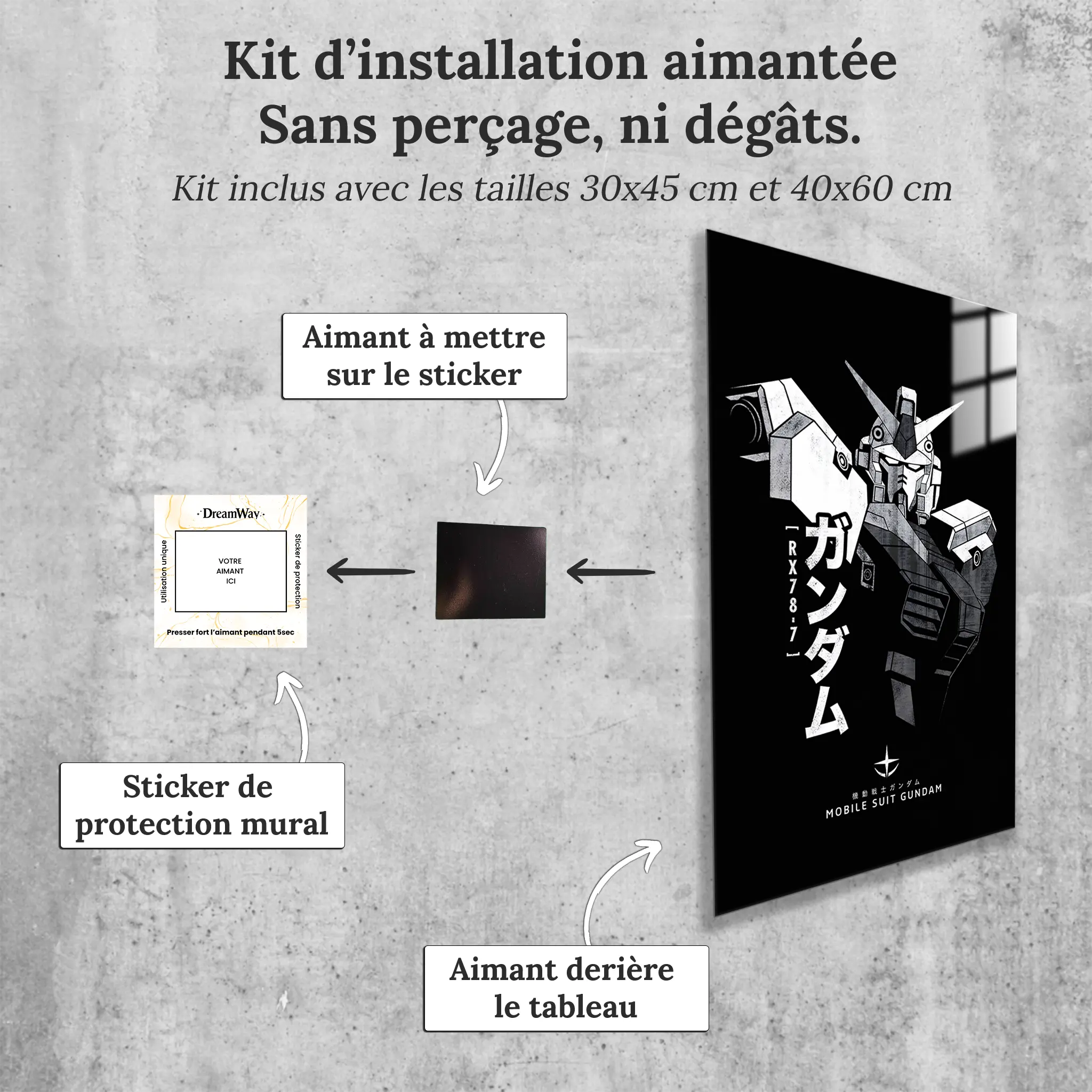 tableau-mobile-suit-gundam-avec-installation-aimantee | DreamWay