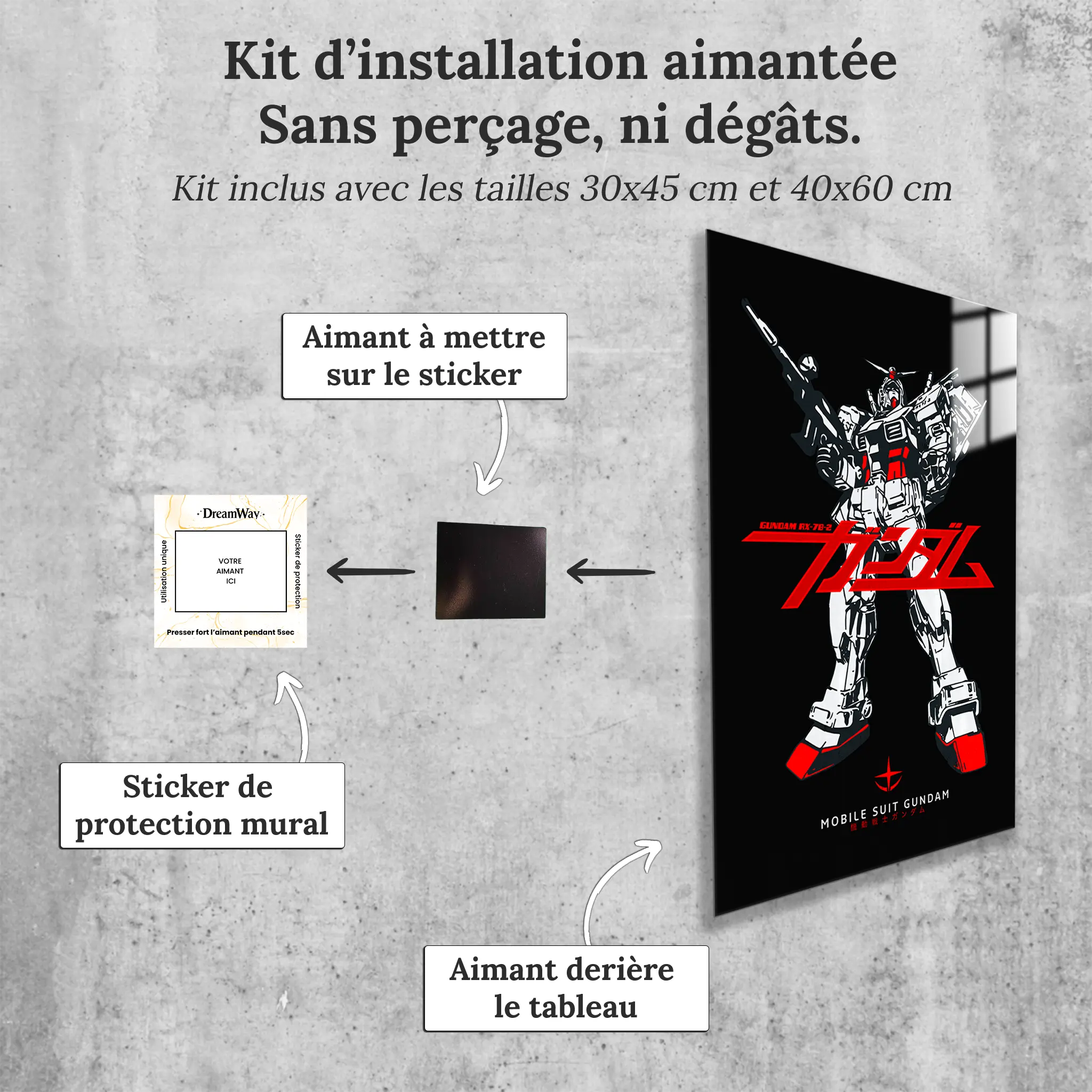 tableau-mobile-suit-gundam-x78-7-avec-installation-aimantee | DreamWay