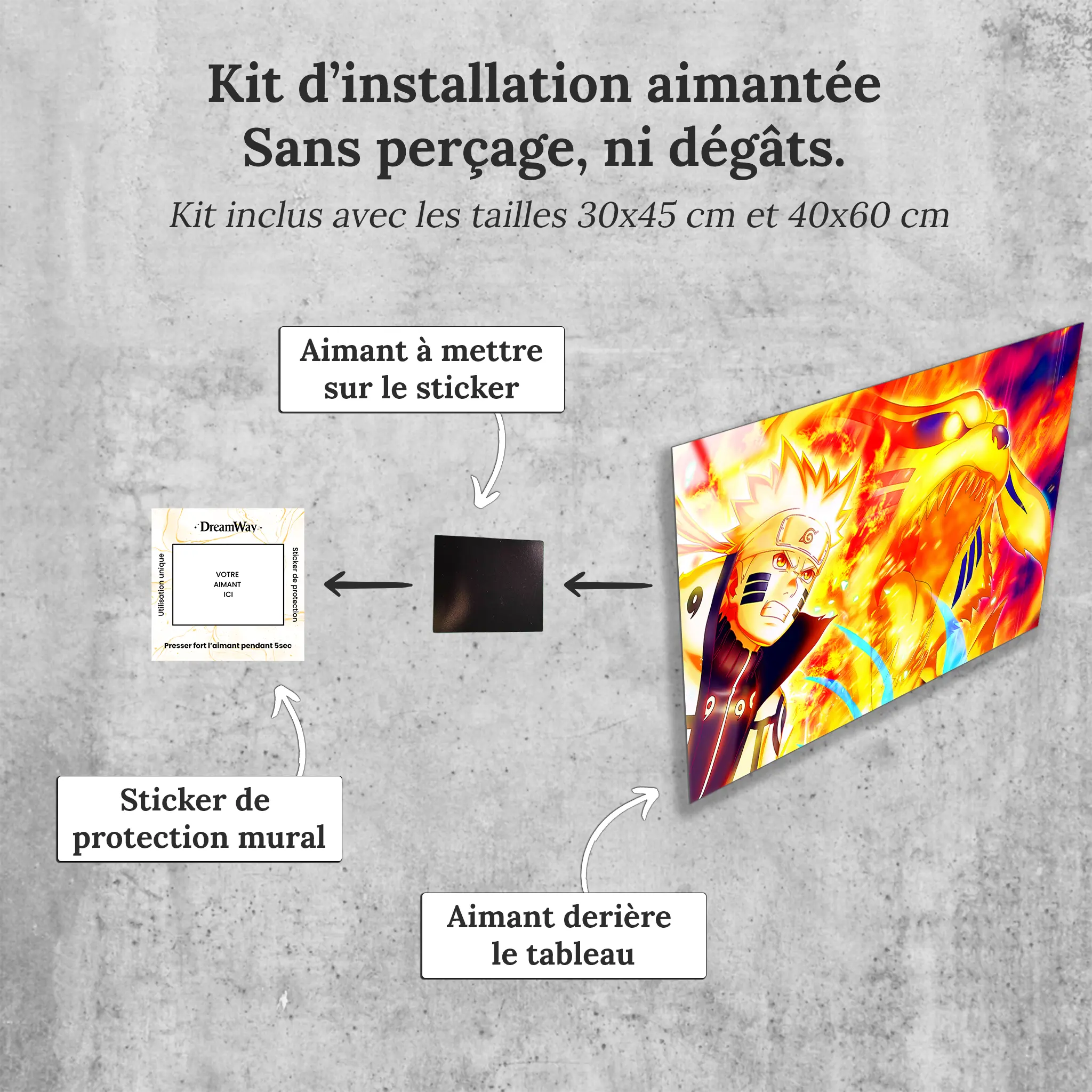 tableau-naruto-et-kurama-portrait-avec-installation-aimantee | DreamWay