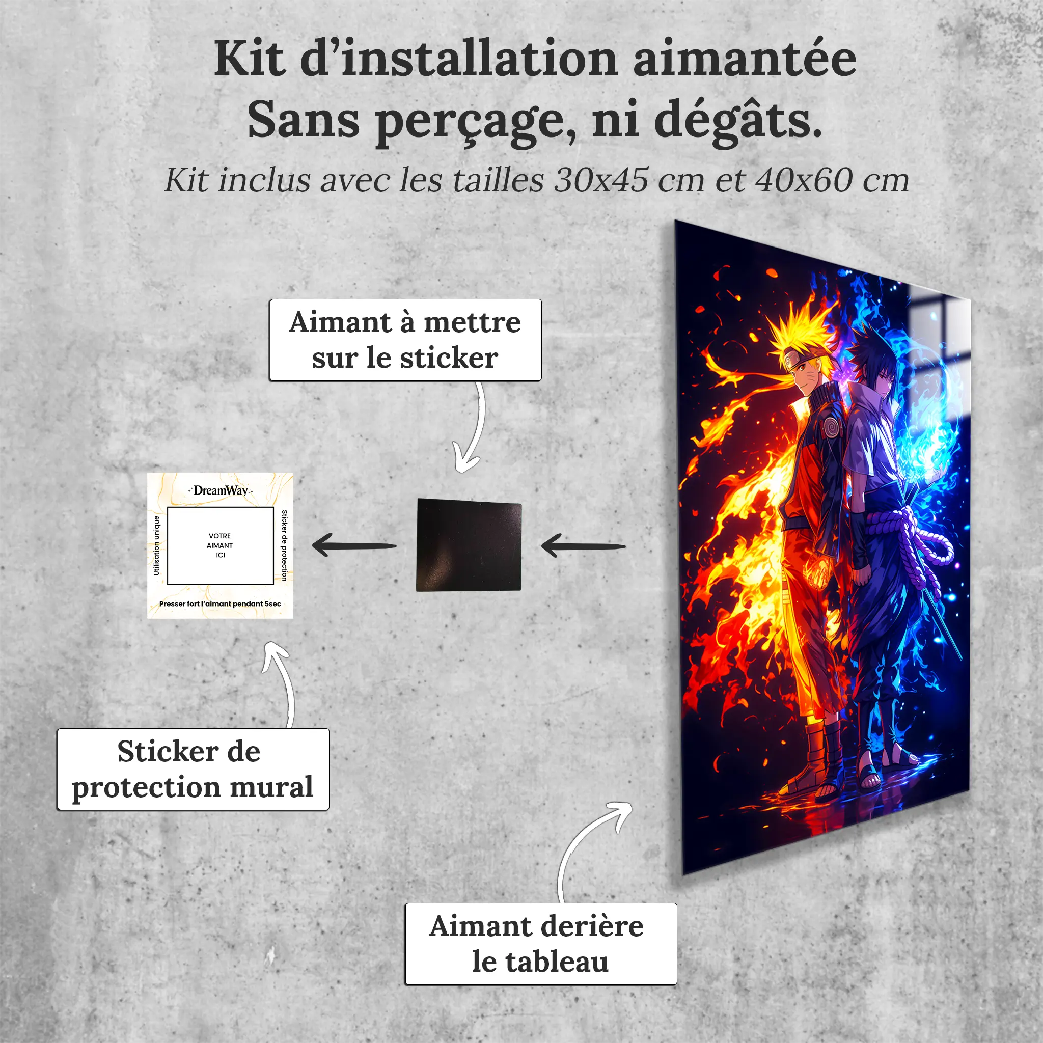 tableau-naruto-et-sasuke-avec-installation-aimantee | DreamWay