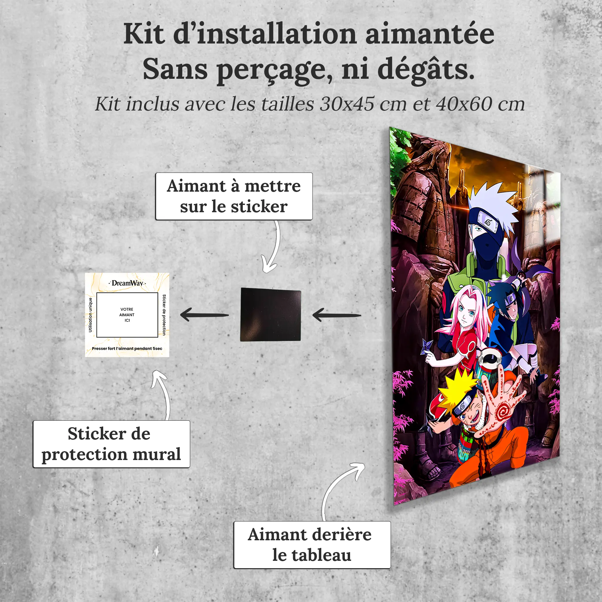 tableau-naruto-heros-iconiques-avec-installation-aimantee | DreamWay