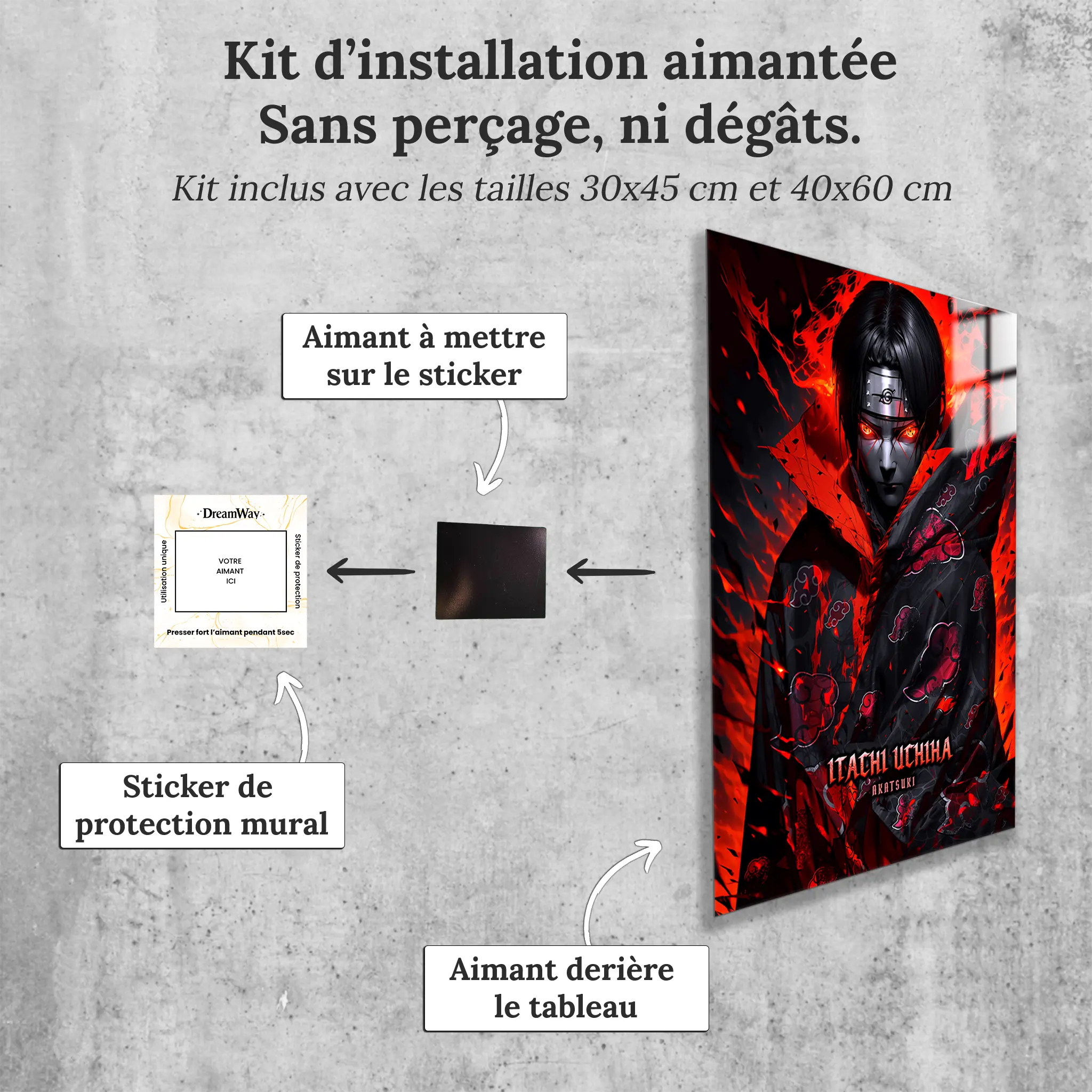 tableau-naruto-itachi-genjutsu-sharingan-avec-installation-aimantee | DreamWay