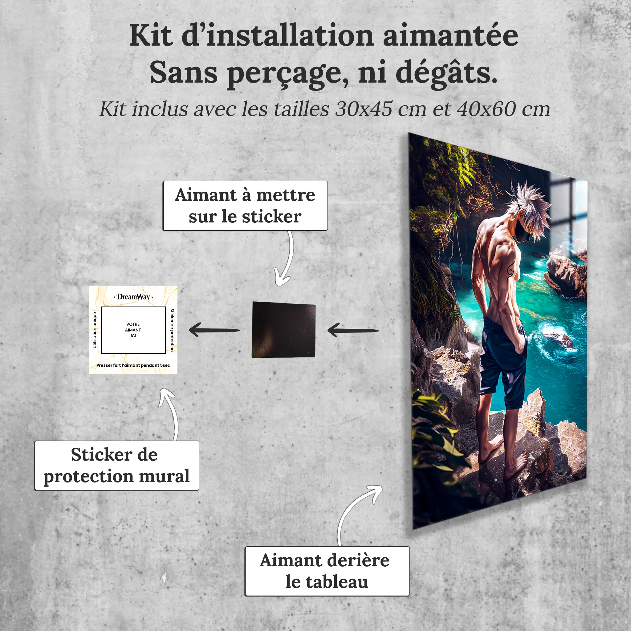 tableau-naruto-kakashi-falaise-avec-installation-aimantee | DreamWay