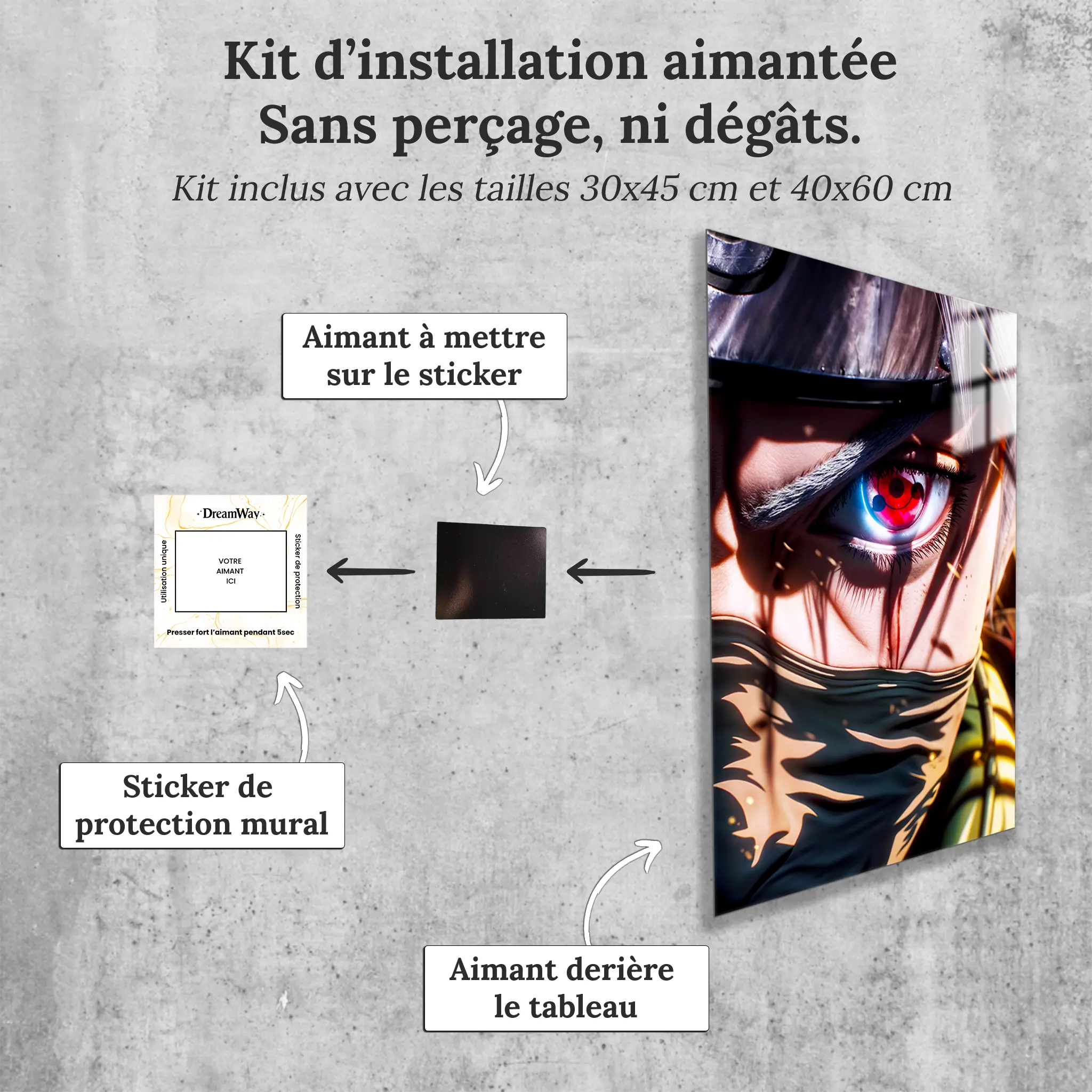 tableau-naruto-kakashi-oeil-avec-installation-aimantee | DreamWay