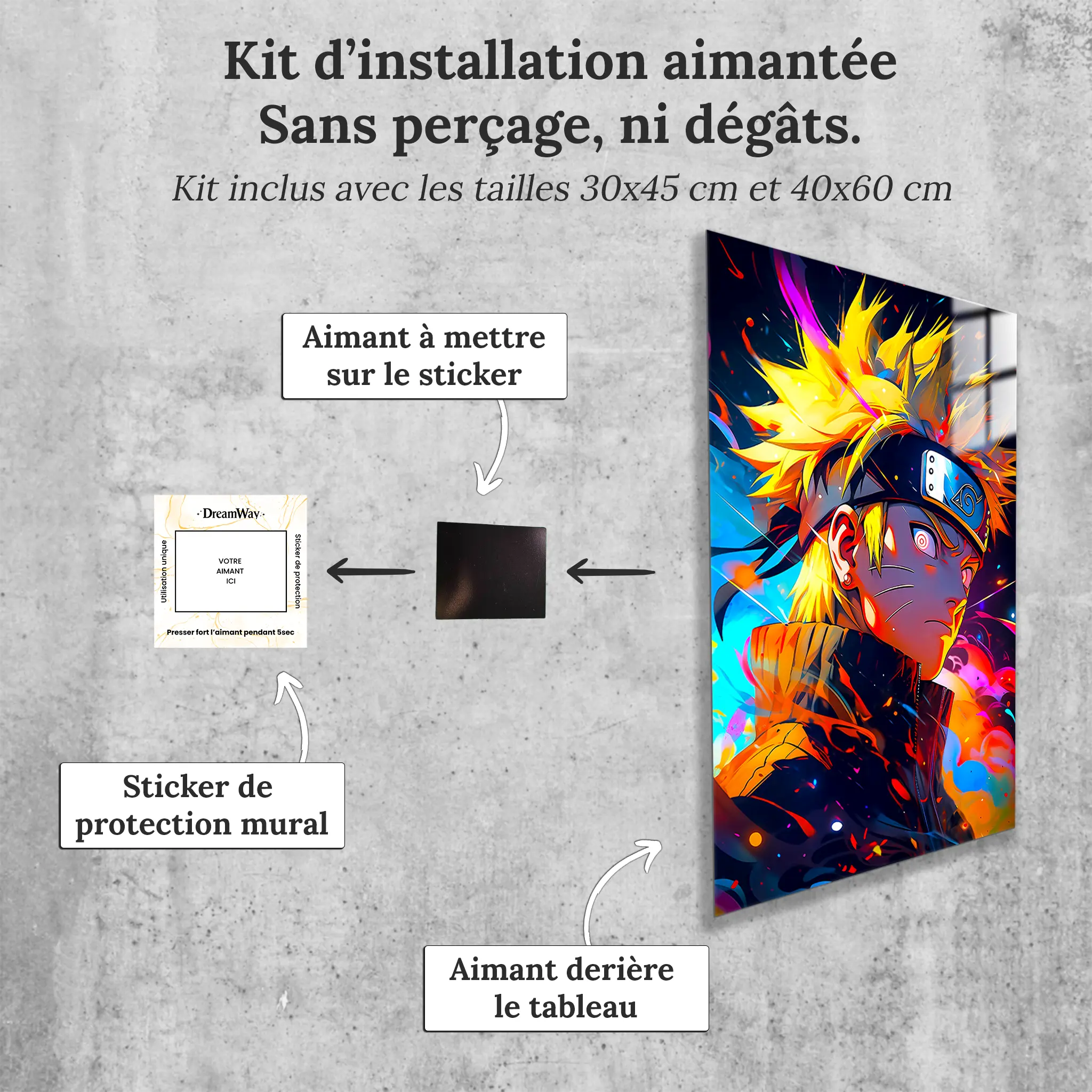 tableau-naruto-portrait-colore-avec-installation-aimantee | DreamWay