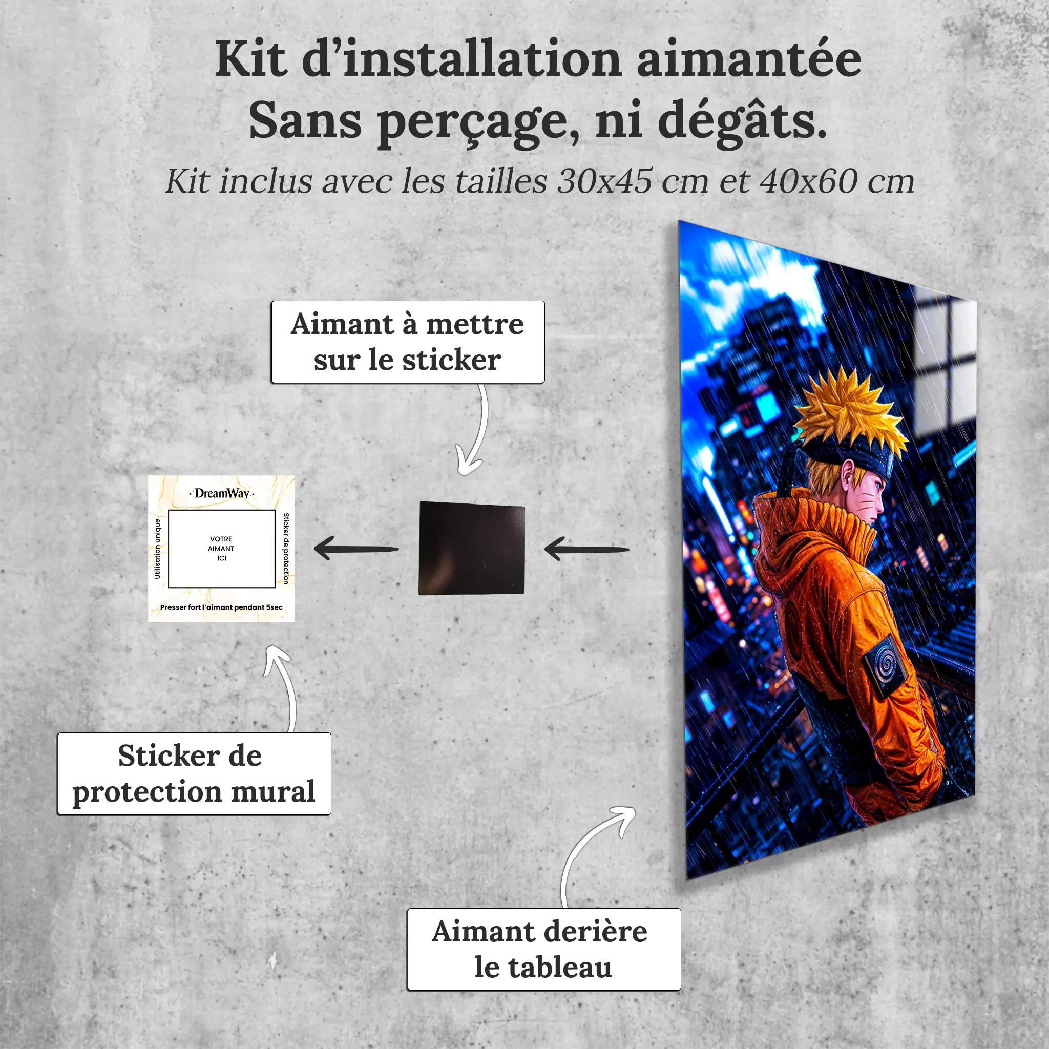 tableau-naruto-village-ame-avec-installation-aimantee | DreamWay