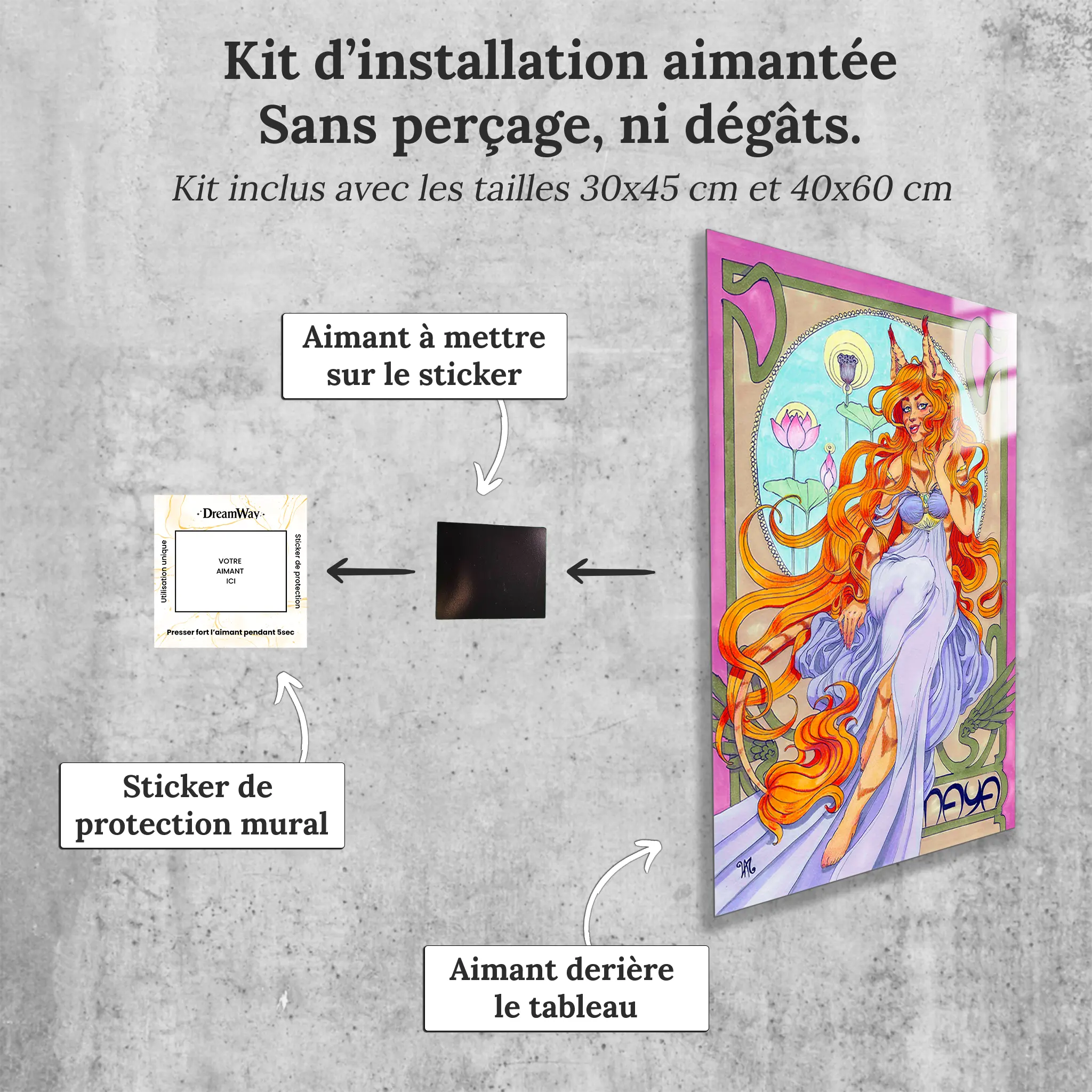 tableau-naya-volupte-feline-avec-installation-aimantee | DreamWay