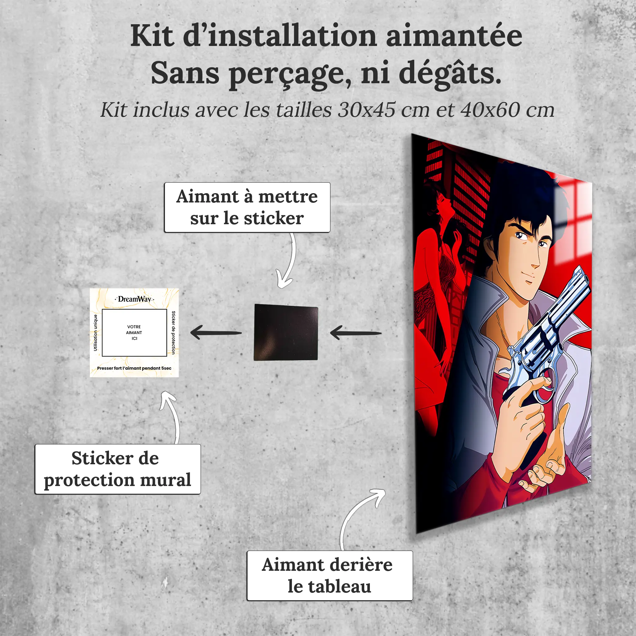 tableau-nicky-larson-portrait-avec-installation-aimantee | DreamWay