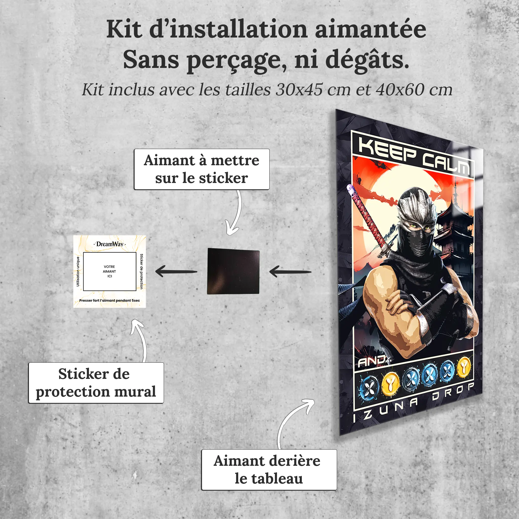 tableau-ninja-gaiden-2-izuna-drop-avec-installation-aimantee | DreamWay