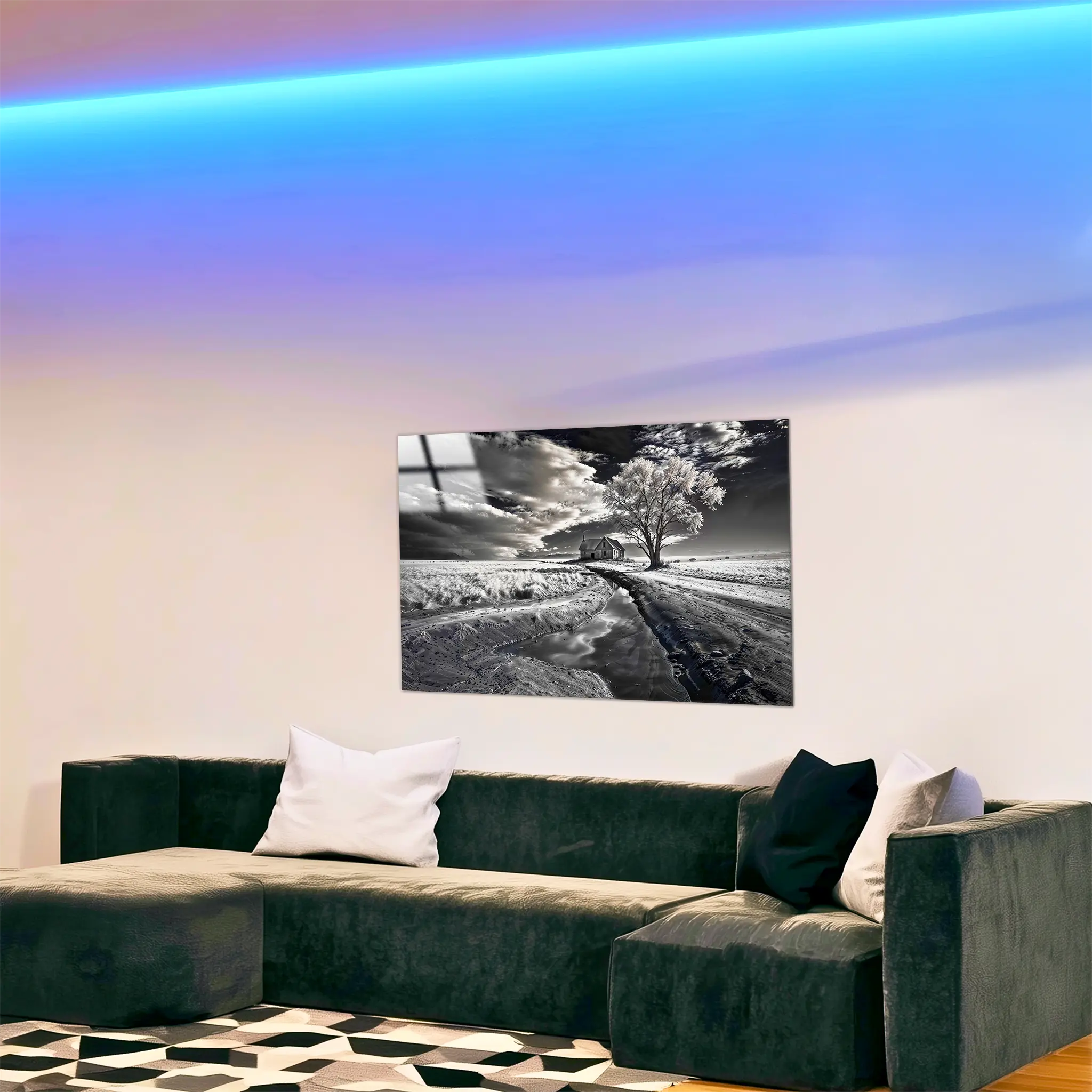 tableau-noir-et-blanc-paysage-4k-dans-le-salon | DreamWay
