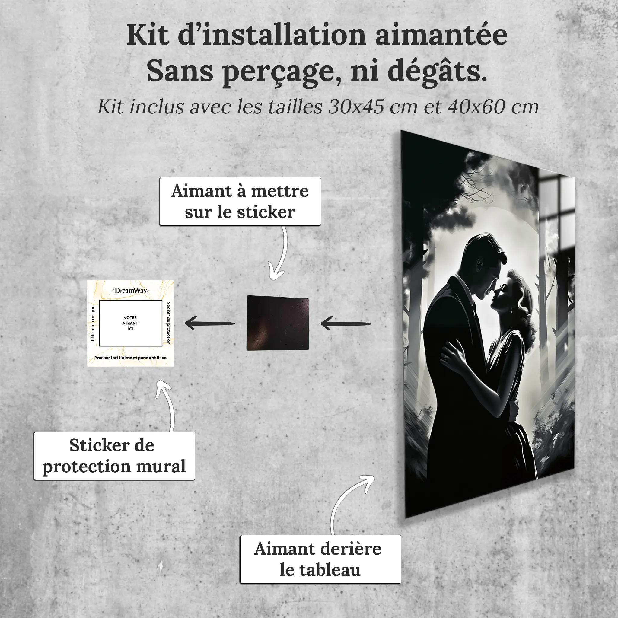 tableau-noir-et-blanc-vintage-avec-installation-aimantee | DreamWay