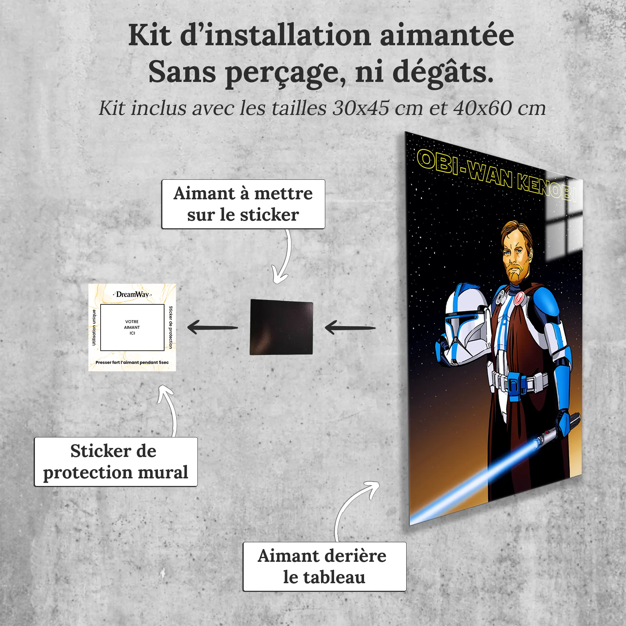 tableau-obi-wan-kenobi-portrait-avec-installation-aimantee | DreamWay