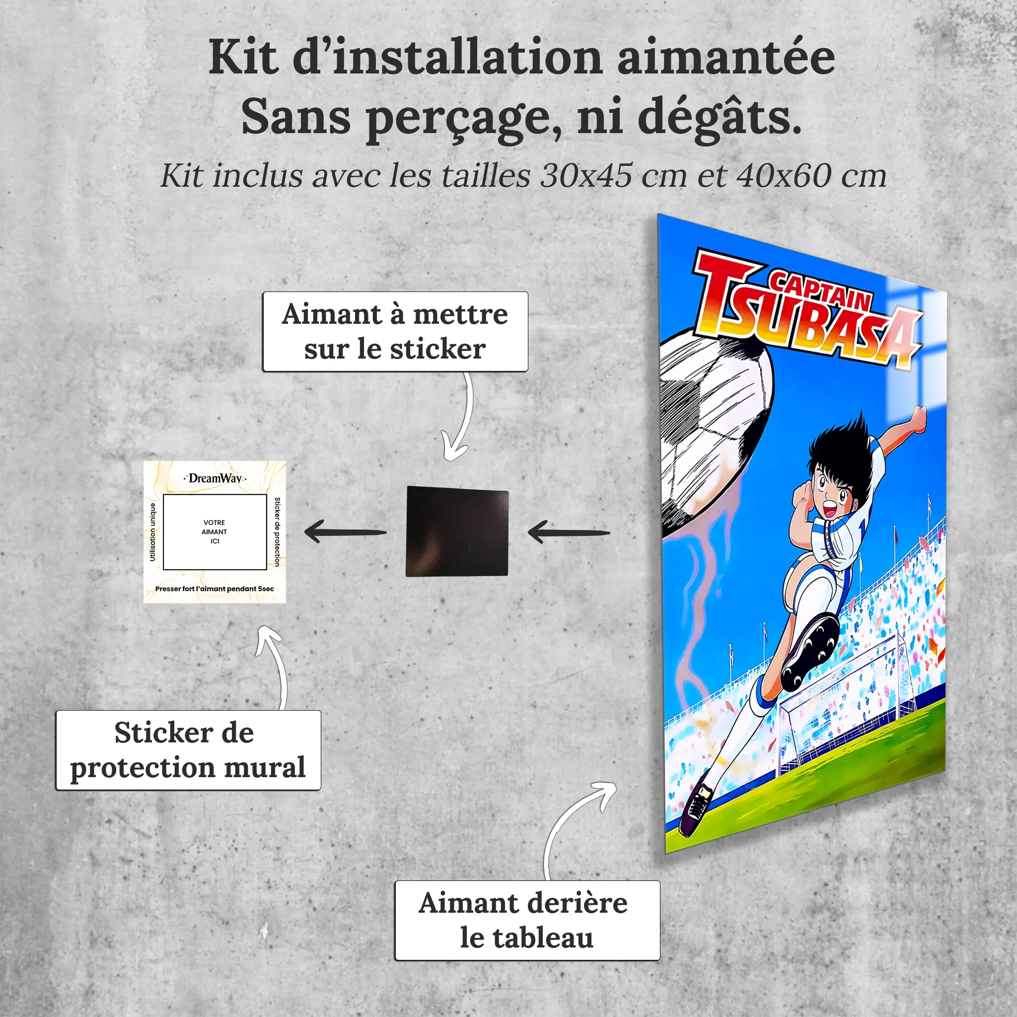 tableau-olive-et-tom-captain-tsubasa-avec-installation-aimantee | DreamWay