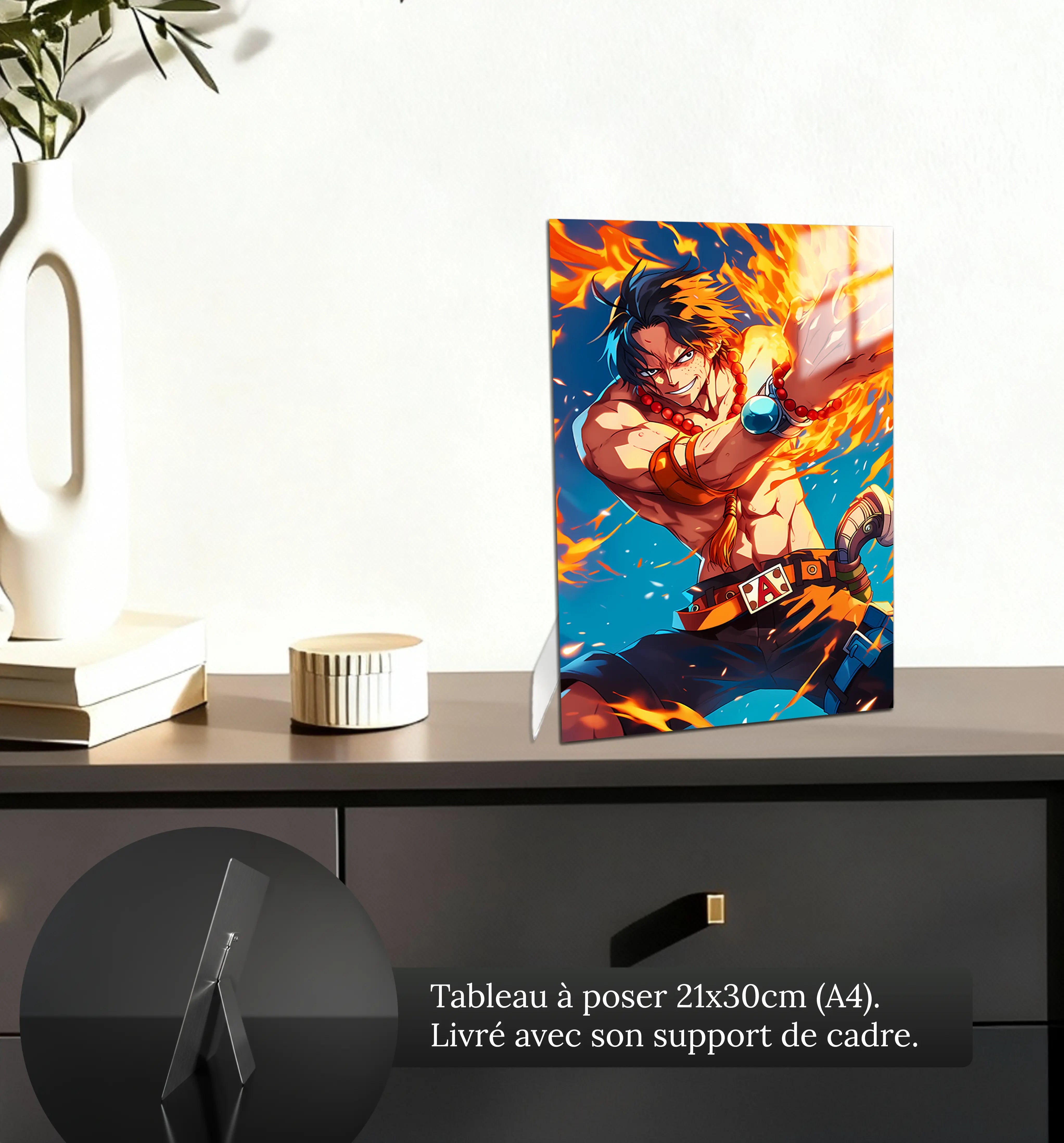 tableau-one-piece-ace-aux-poings-ardents-petit-format-a-poser-sur-meuble | DreamWay