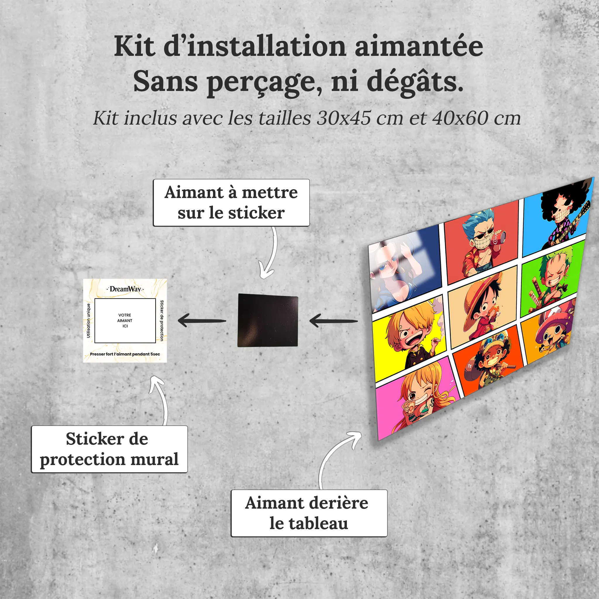 tableau-one-piece-chibi-avec-installation-aimantee | DreamWay