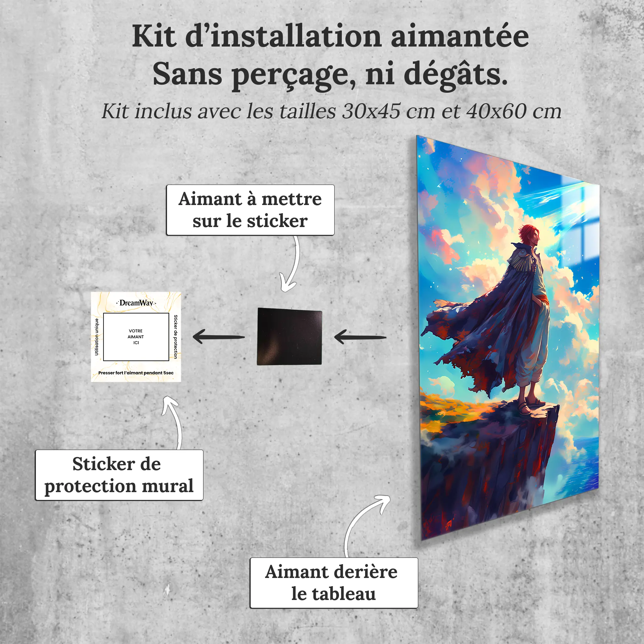 tableau-one-piece-epic-shanks-avec-installation-aimantee | DreamWay