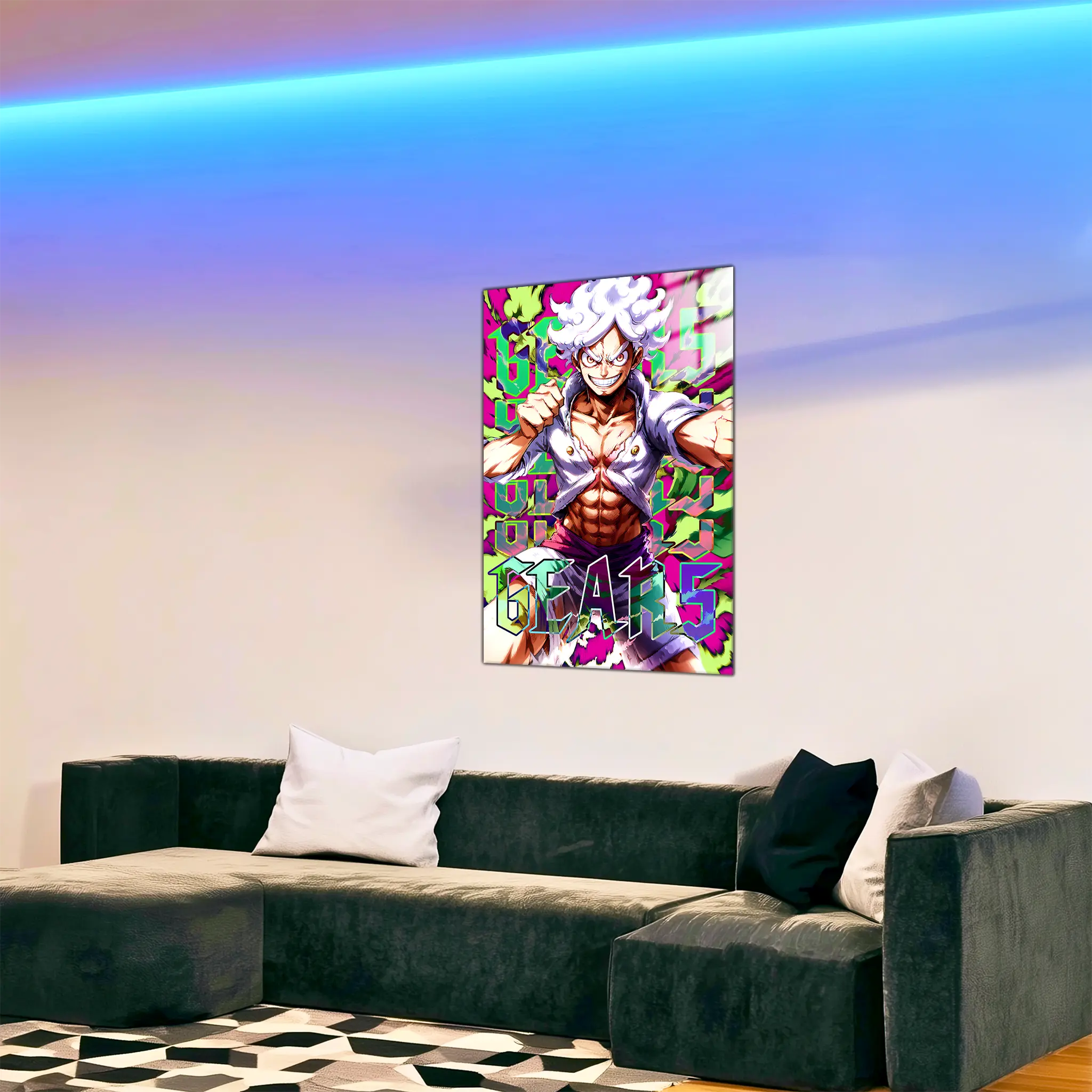 tableau-one-piece-gear-5-colore-dans-le-salon | DreamWay