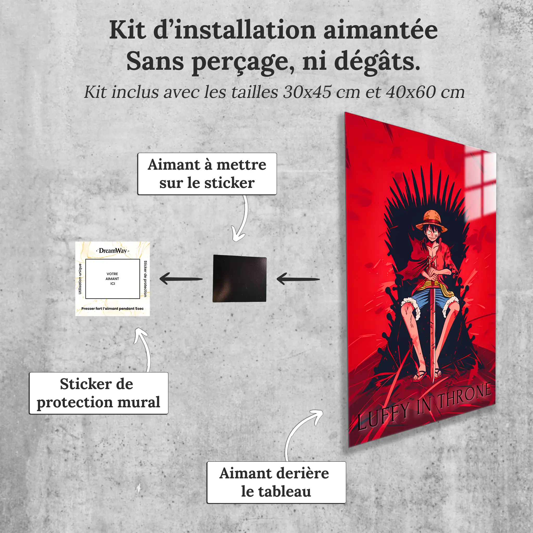tableau-one-piece-le-roi-des-pirates-avec-installation-aimantee | DreamWay