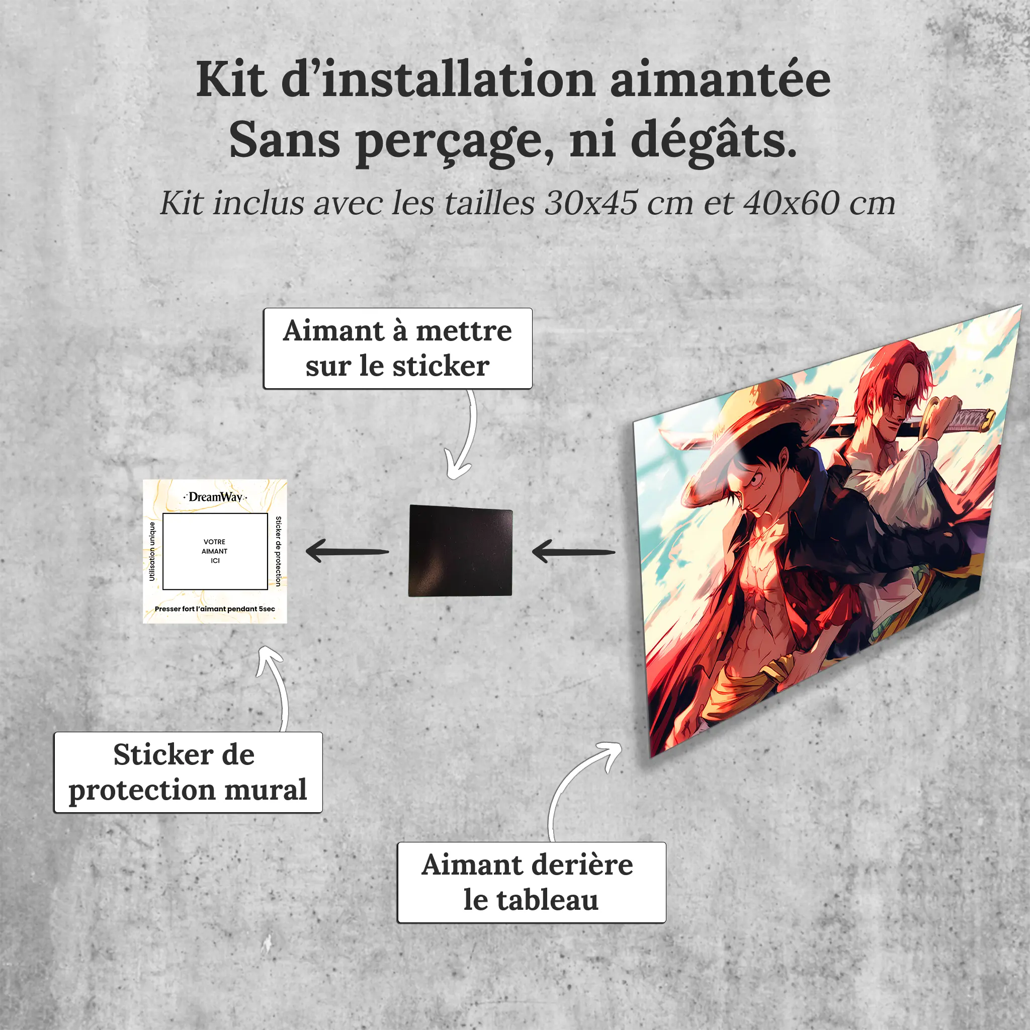 tableau-one-piece-luffy-et-shanks-avec-installation-aimantee | DreamWay