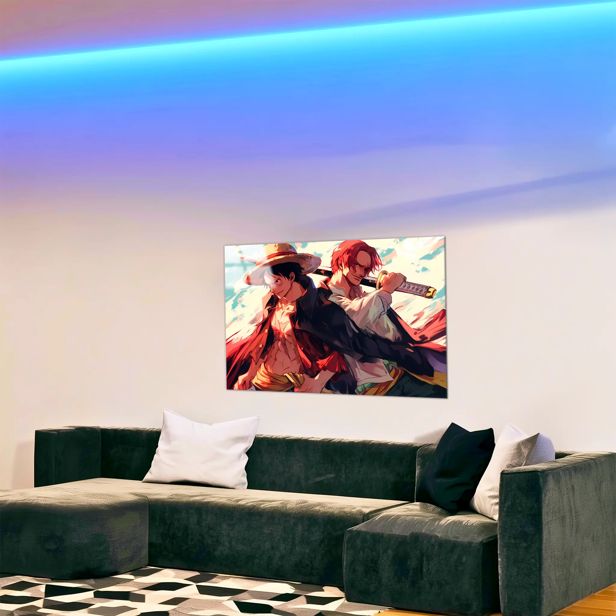 tableau-one-piece-luffy-et-shanks-dans-le-salon | DreamWay
