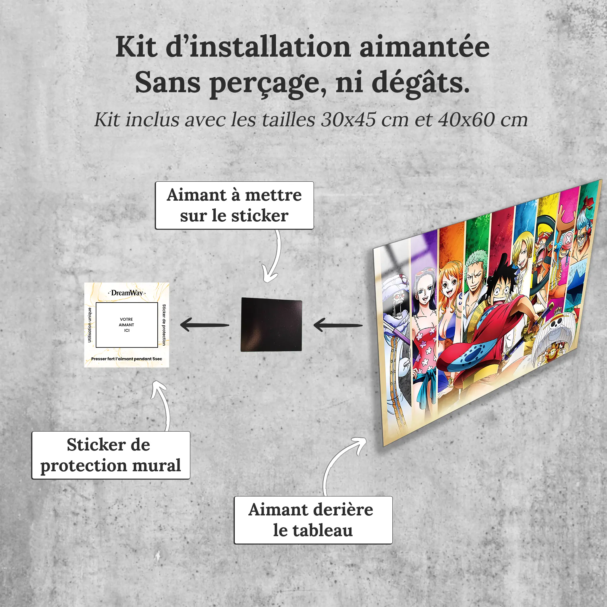 tableau-one-piece-mugiwara-avec-installation-aimantee | DreamWay