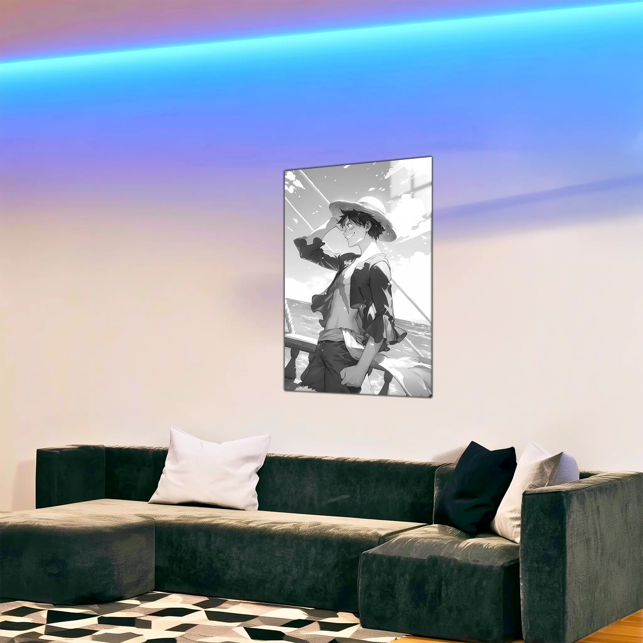tableau-one-piece-noir-et-blanc-dans-le-salon | DreamWay