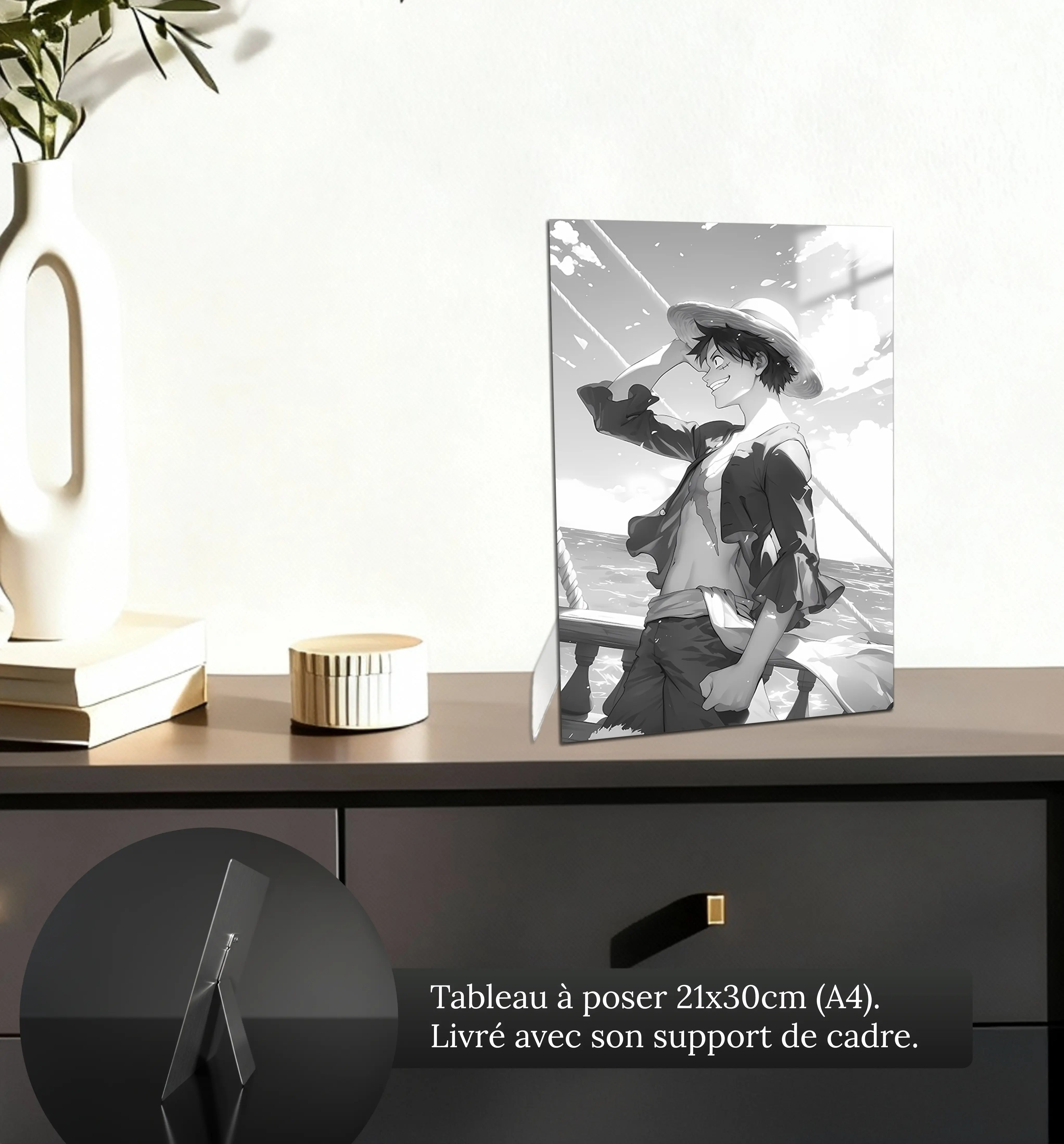 tableau-one-piece-noir-et-blanc-petit-format-a-poser-sur-meuble | DreamWay
