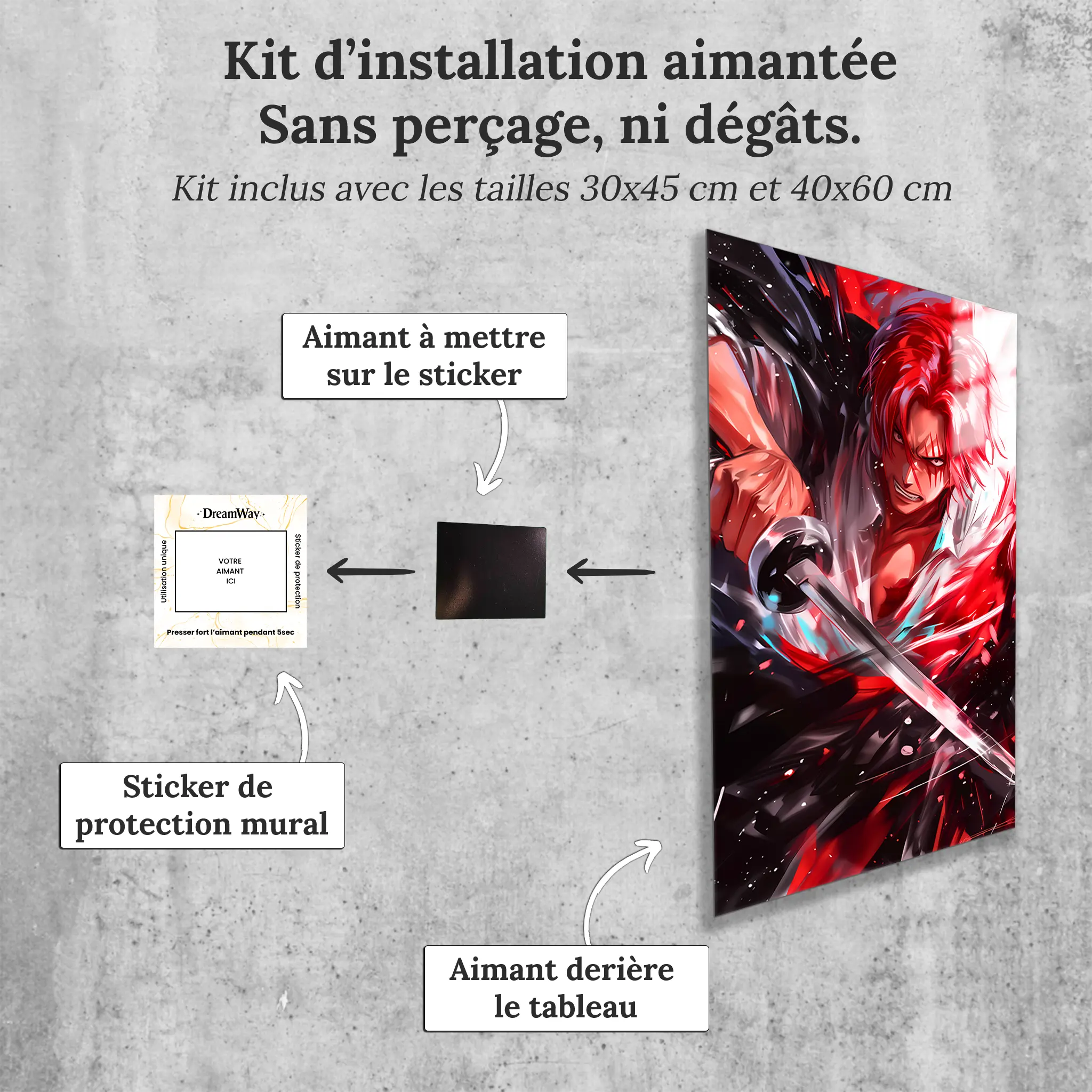 tableau-one-piece-shanks-le-roux-avec-installation-aimantee | DreamWay