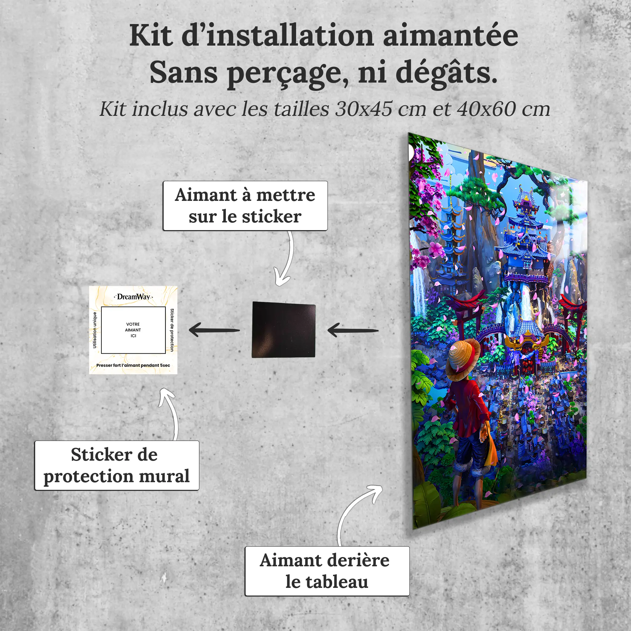 tableau-one-piece-wano-avec-installation-aimantee | DreamWay