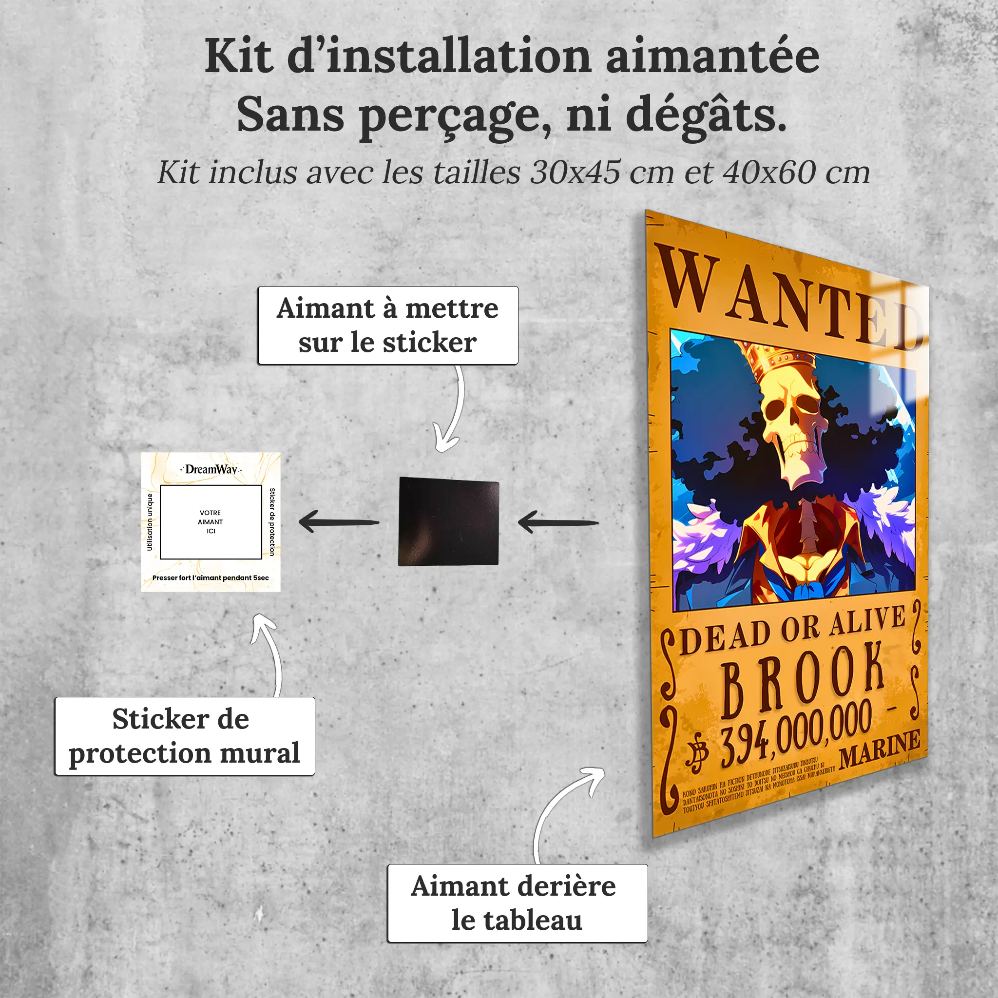 tableau-one-piece-wanted-Brook-avec-installation-aimantee | DreamWay