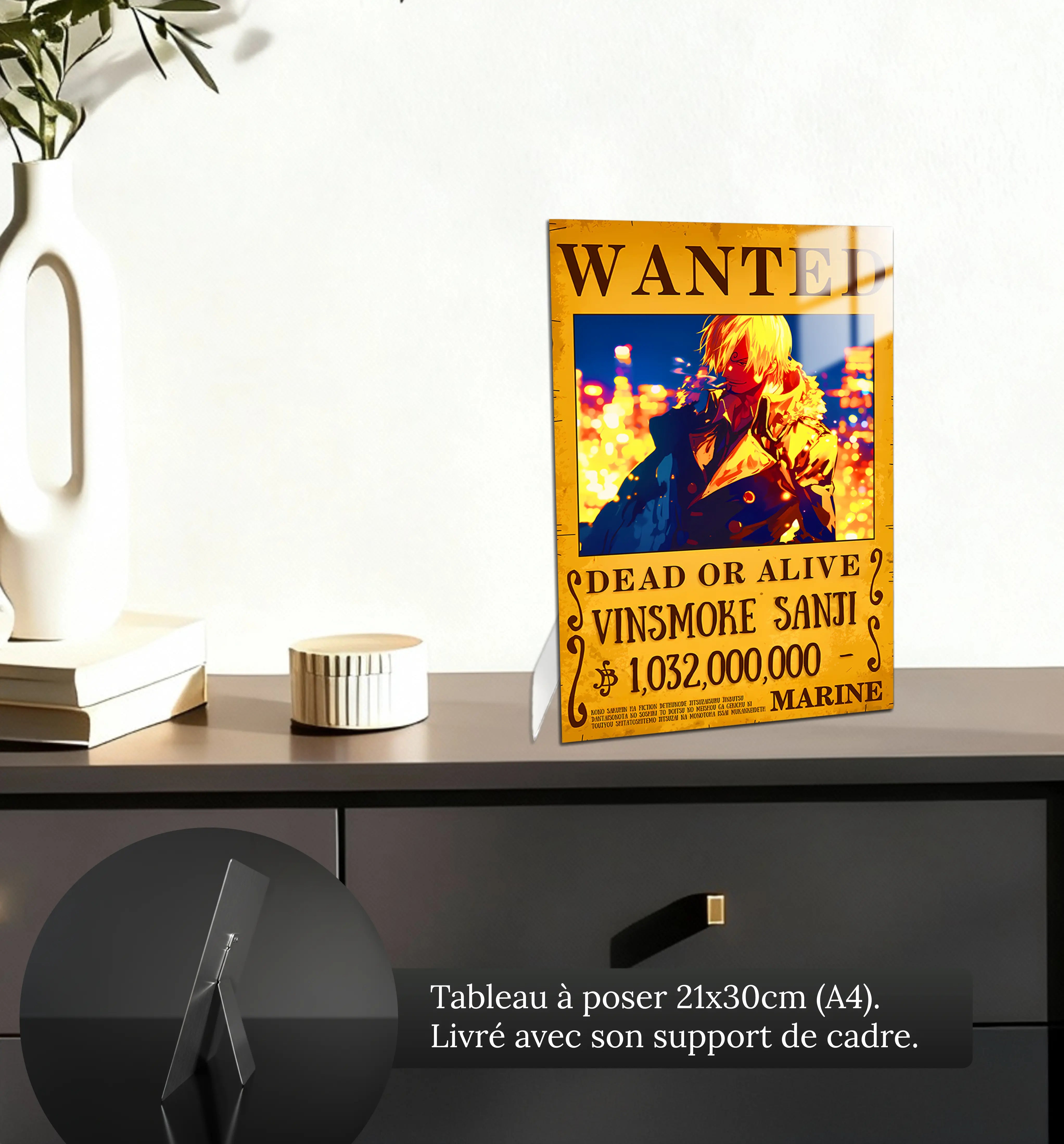 tableau-one-piece-wanted-Sanji-petit-format-a-poser-sur-meuble | DreamWay
