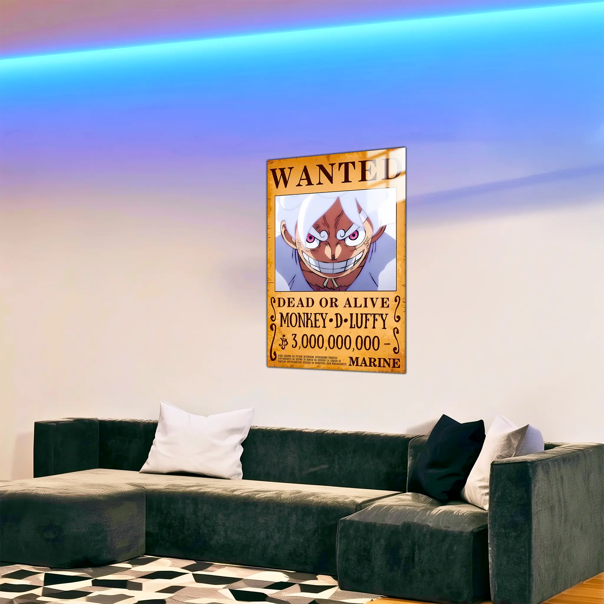 tableau-one-piece-wanted-luffy-dans-le-salon | DreamWay
