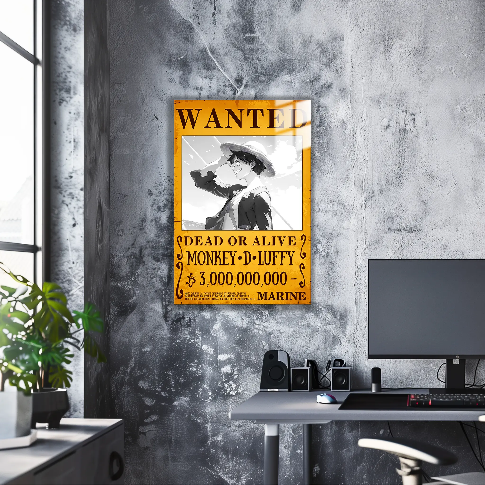 tableau-one-piece-wanted-luffy-noir-et-blanc | DreamWay