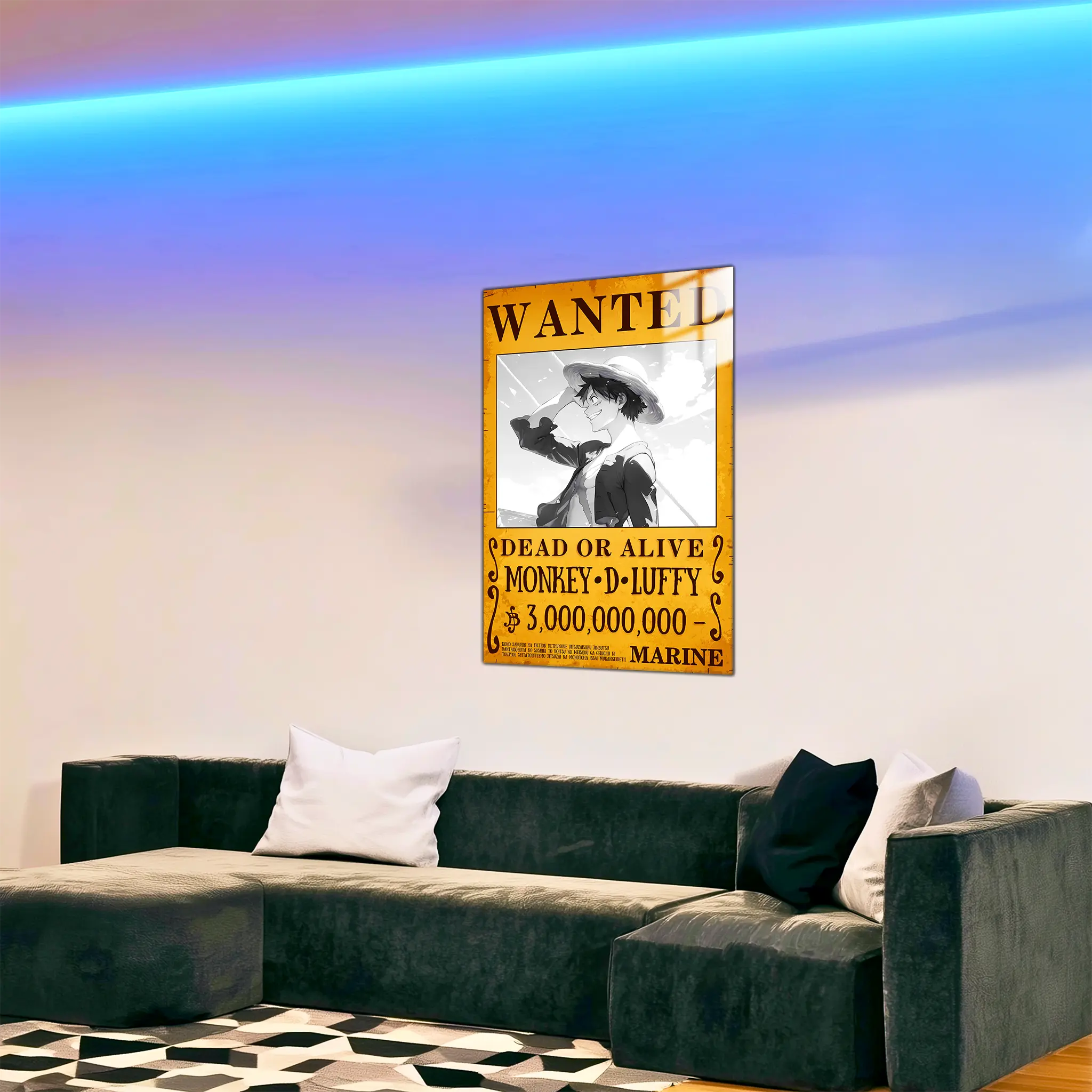 tableau-one-piece-wanted-luffy-noir-et-blanc-dans-le-salon | DreamWay