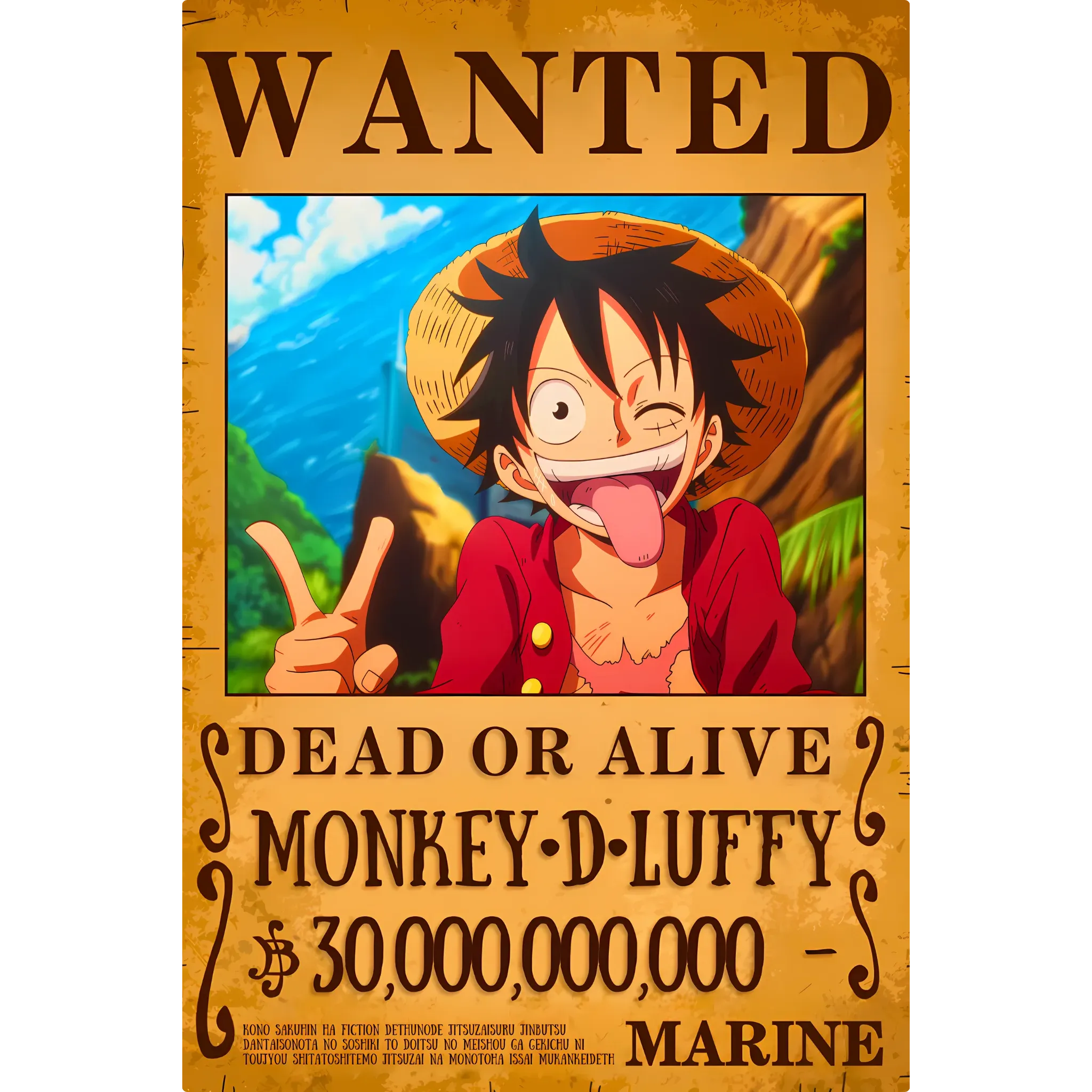 Tableau One Piece Wanted Luffy