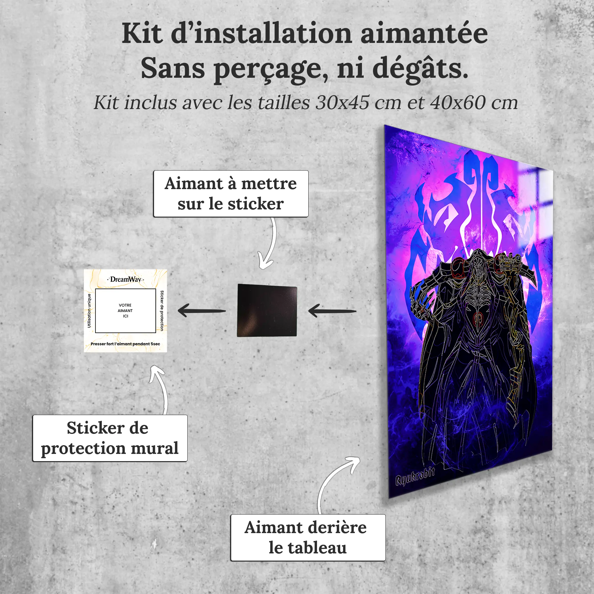 tableau-overlord-ainz-ooal-gown-avec-installation-aimantee | DreamWay