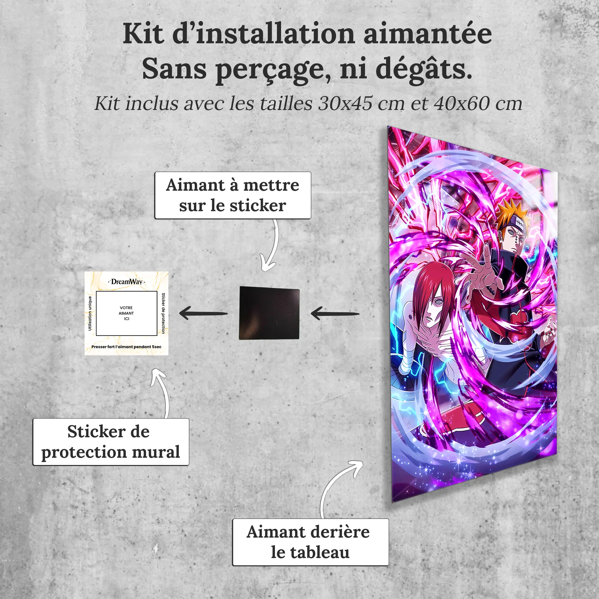 tableau-pain-et-nagato-colore-avec-installation-aimantee | DreamWay