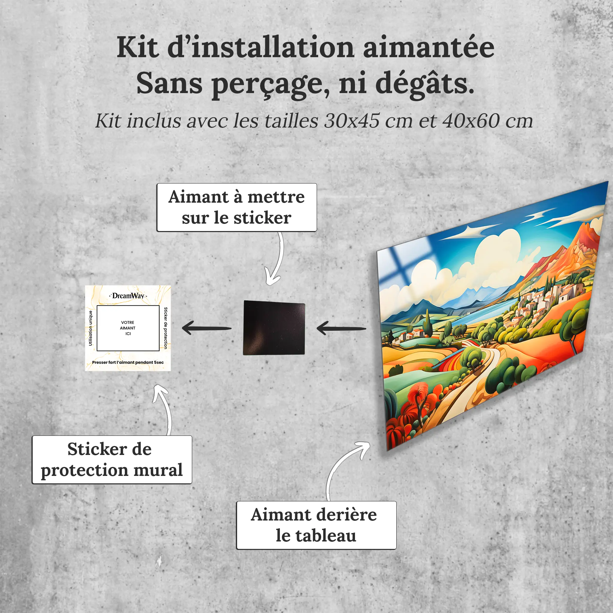 tableau-paysage-abstrait-4k-avec-installation-aimantee | DreamWay