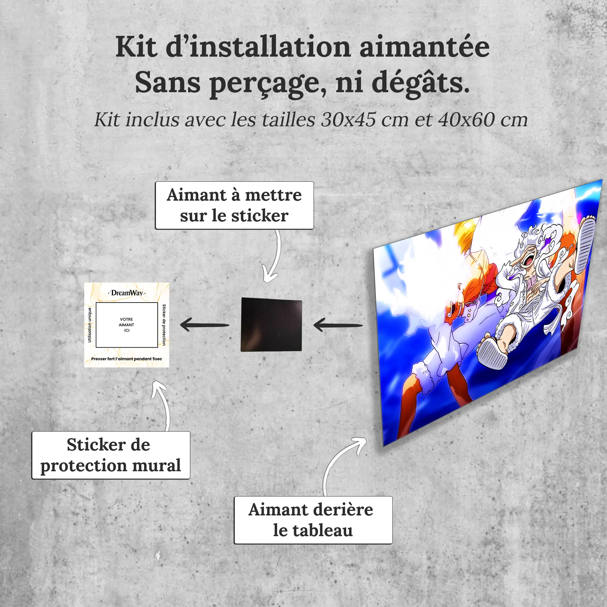 tableau-paysage-luffy-gear-5-avec-installation-aimantee | DreamWay