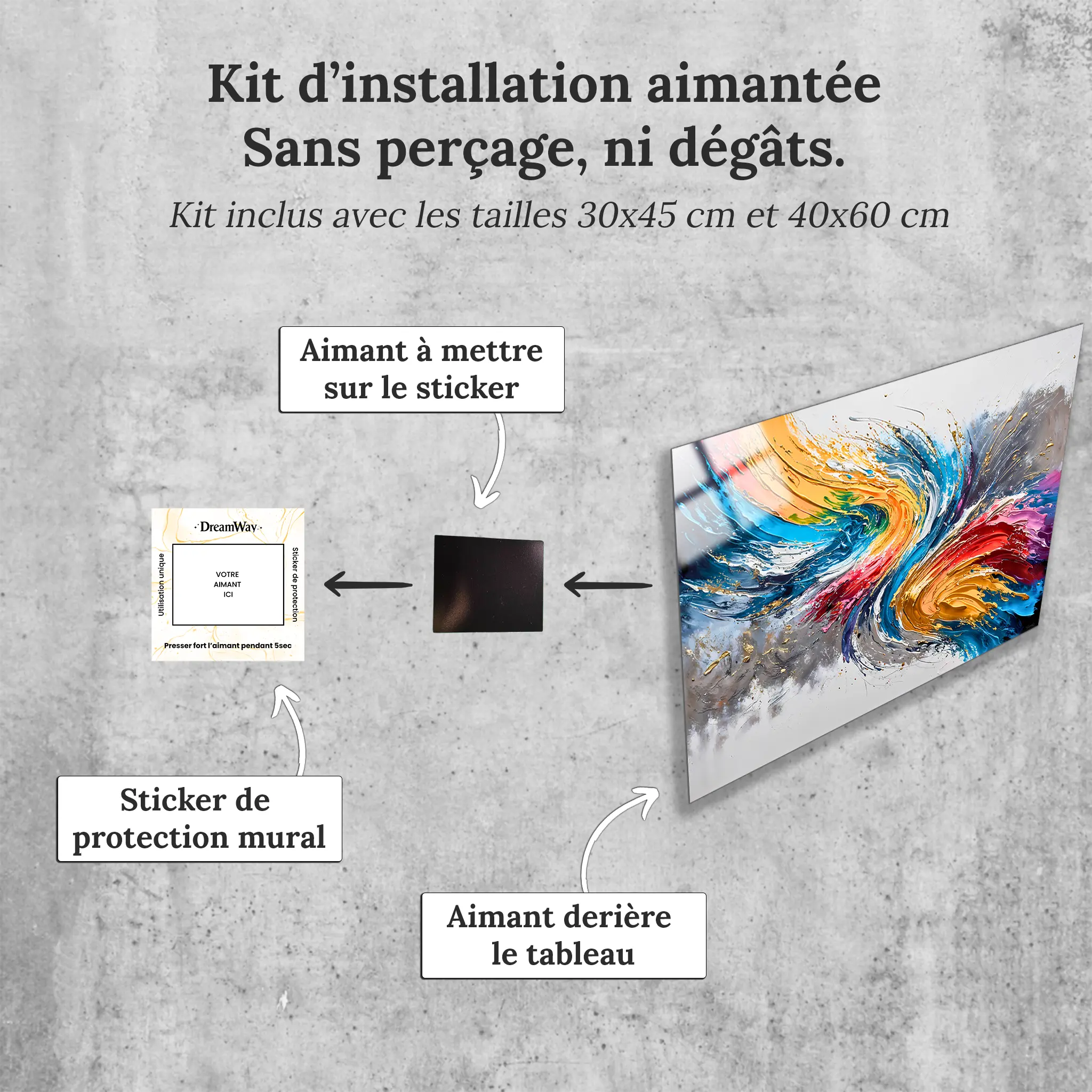 tableau-peinture-abstrait-avec-installation-aimantee | DreamWay