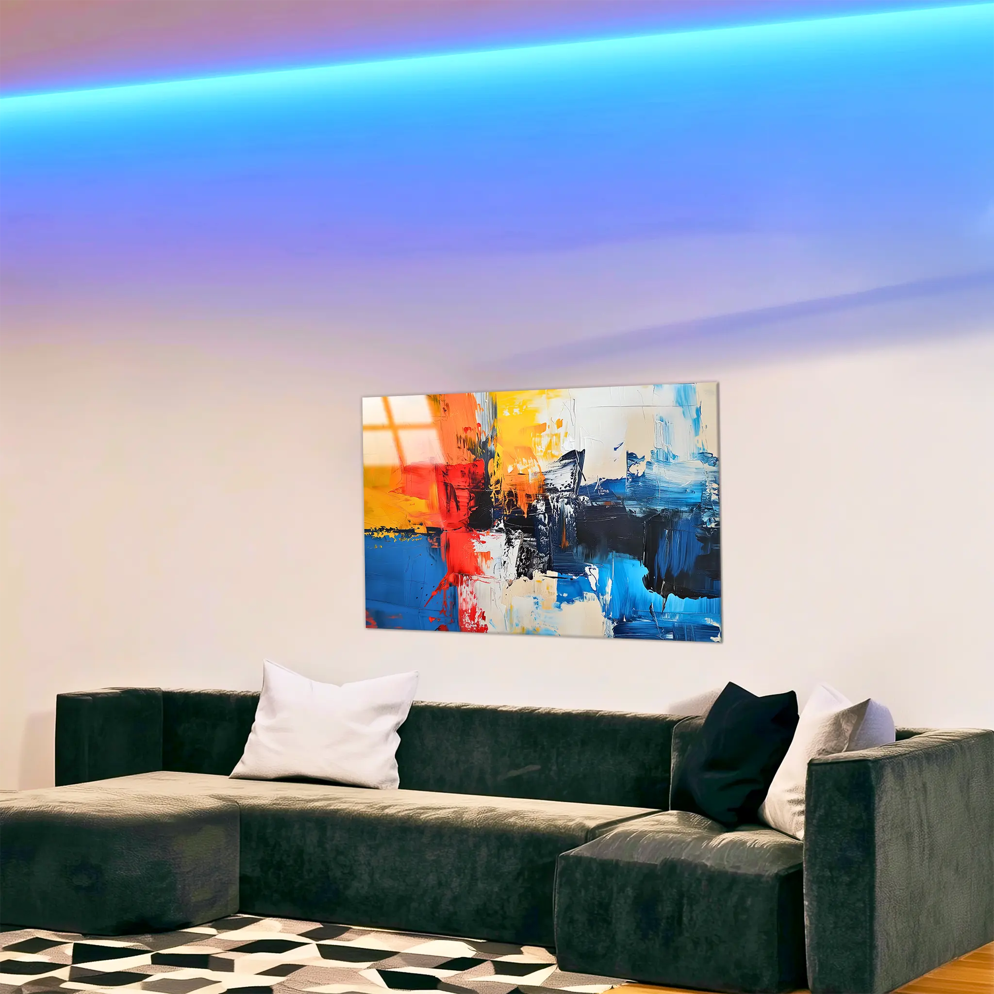 tableau-peinture-acrylique-abstrait-dans-le-salon | DreamWay