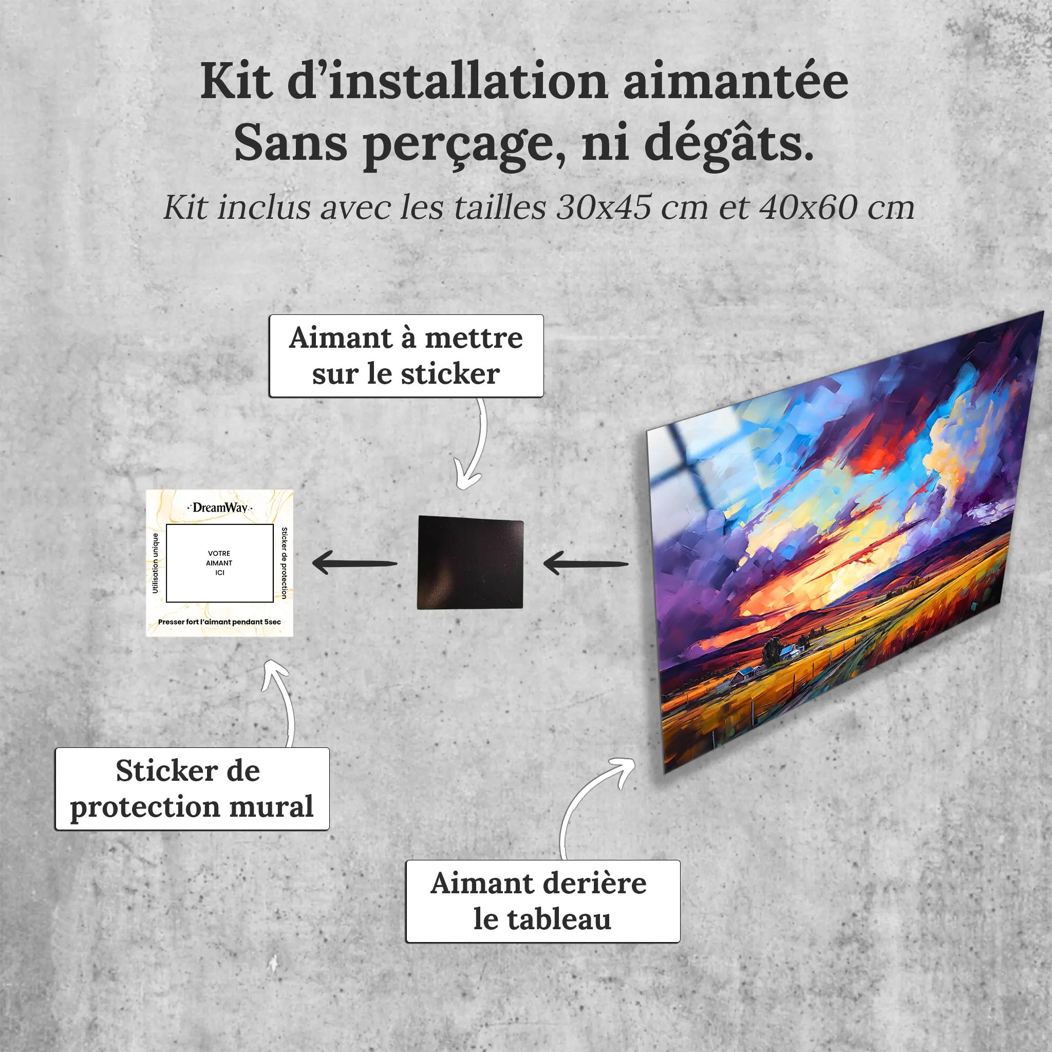 tableau-peinture-acrylique-paysage-4k-avec-installation-aimantee | DreamWay