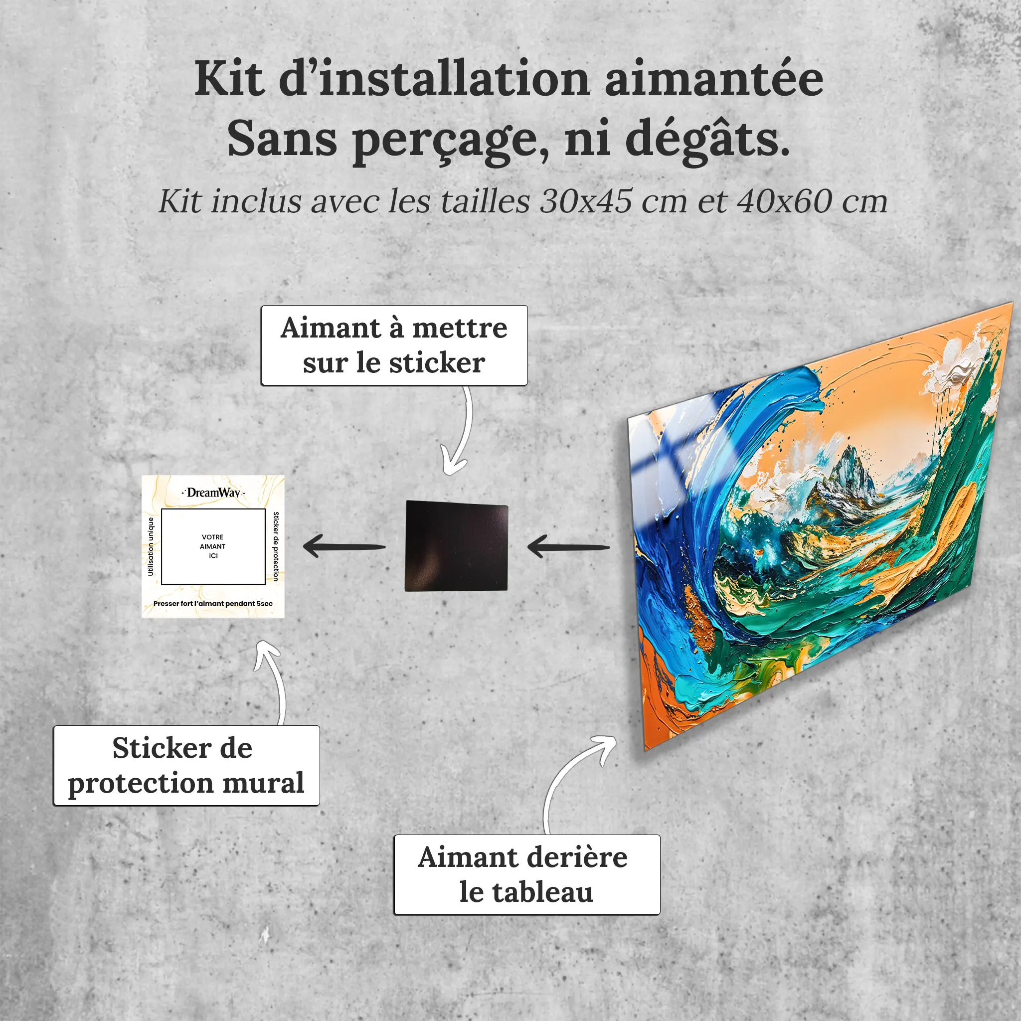 tableau-peinture-paysage-abstrait-4k-avec-installation-aimantee | DreamWay