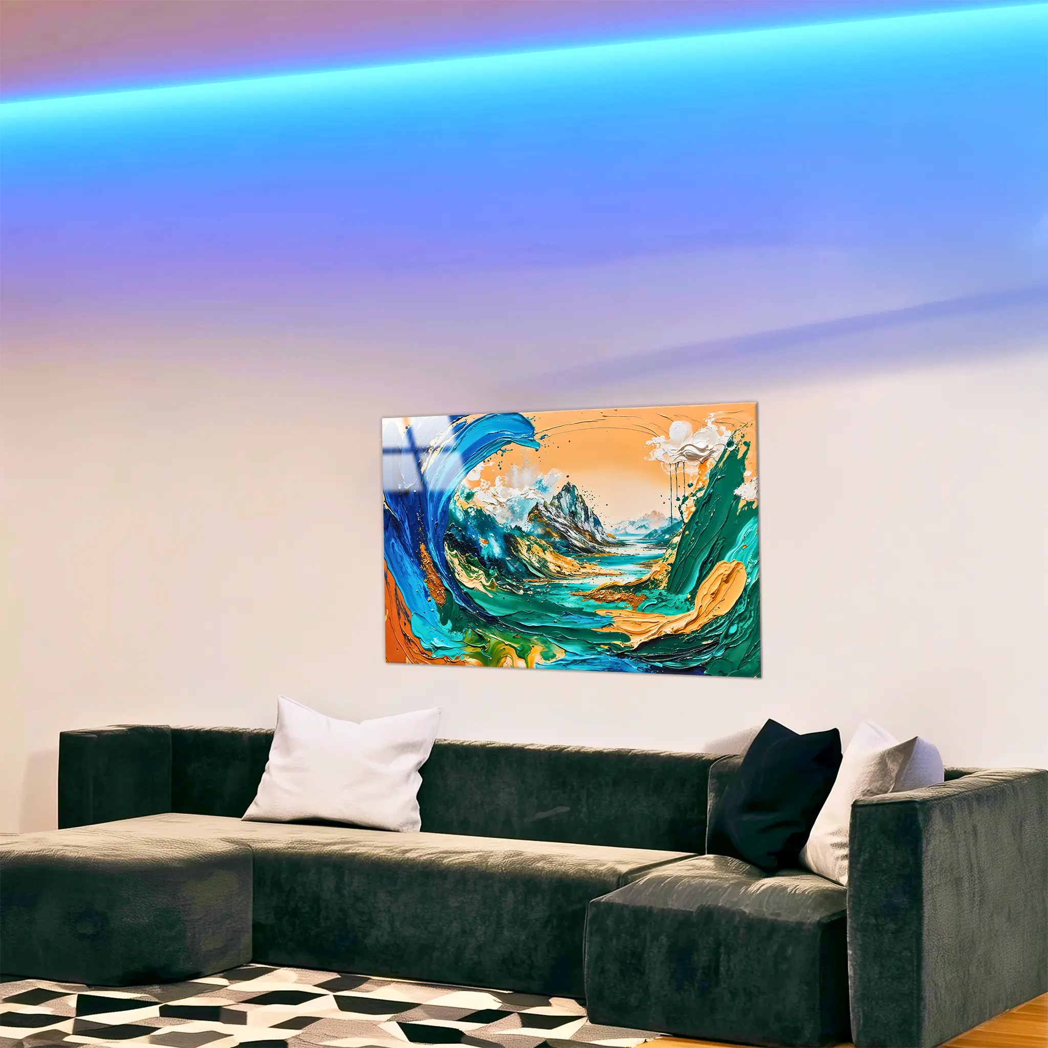 tableau-peinture-paysage-abstrait-4k-dans-le-salon | DreamWay