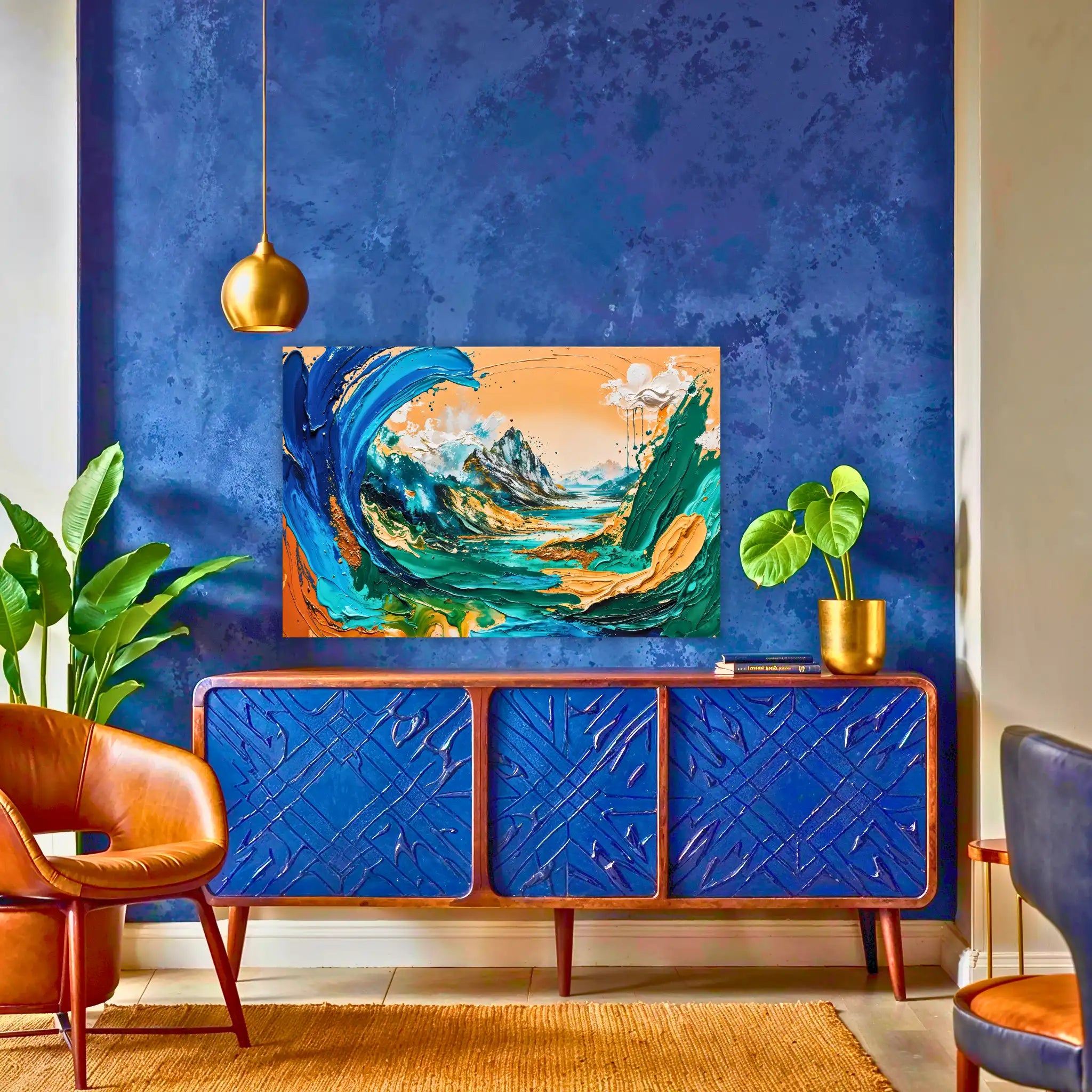 tableau-peinture-paysage-abstrait-au-dessus-du-buffet | DreamWay