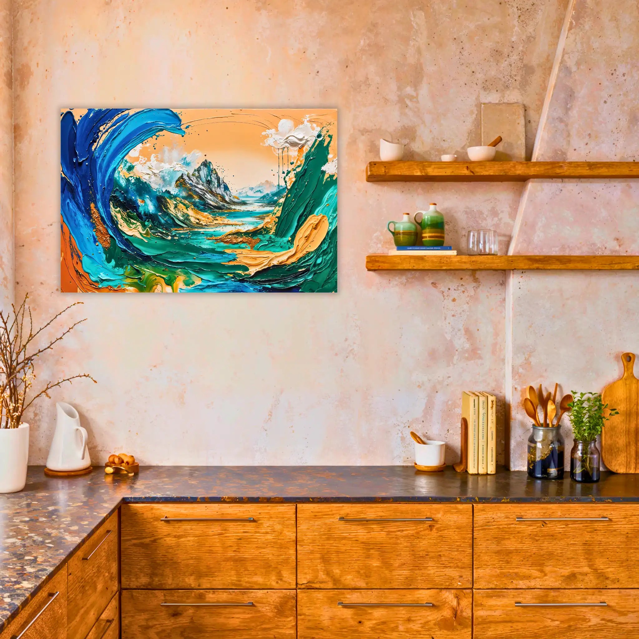 tableau-peinture-paysage-abstrait-dans-la-cuisine | DreamWay