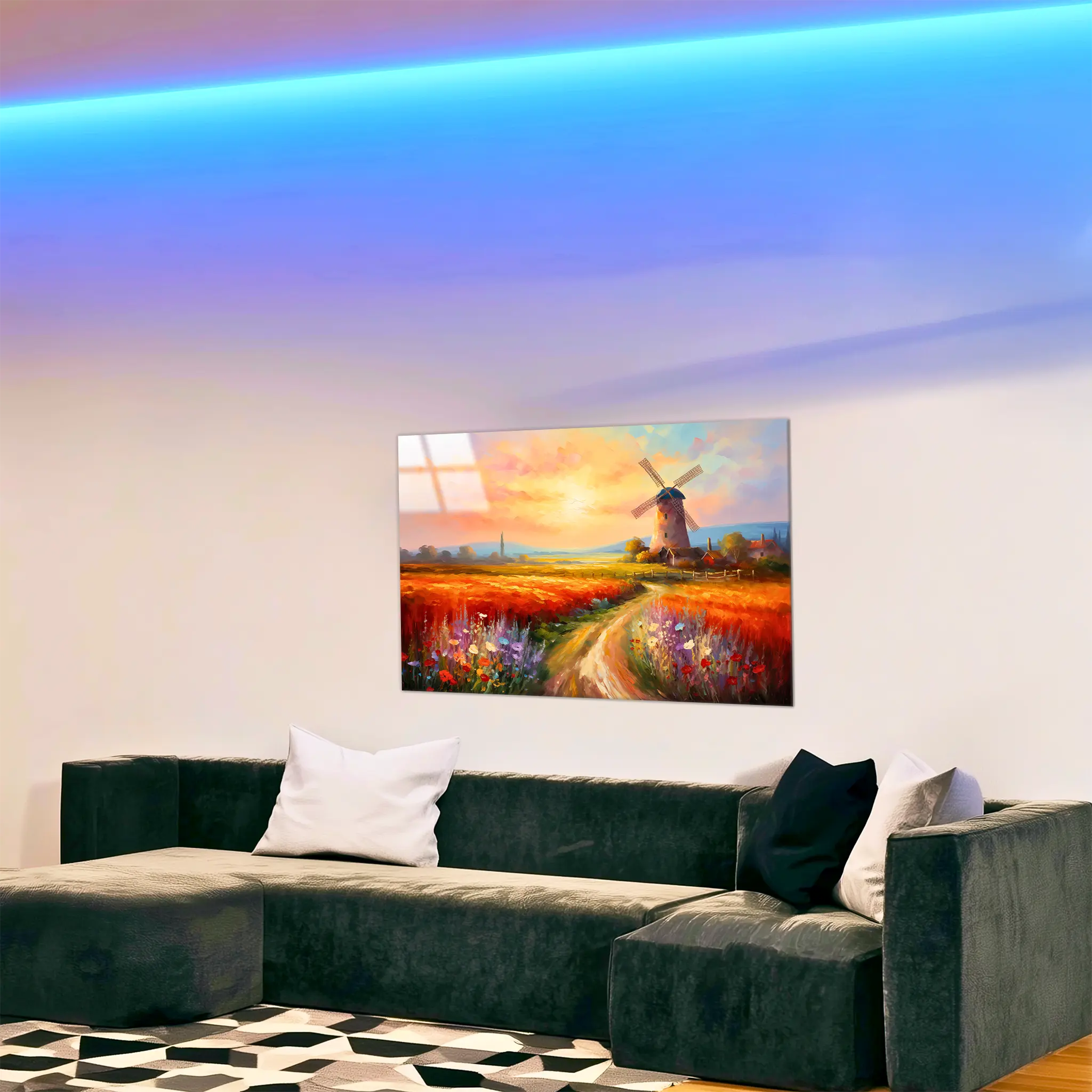 tableau-peinture-paysage-campagne-4k-dans-le-salon | DreamWay