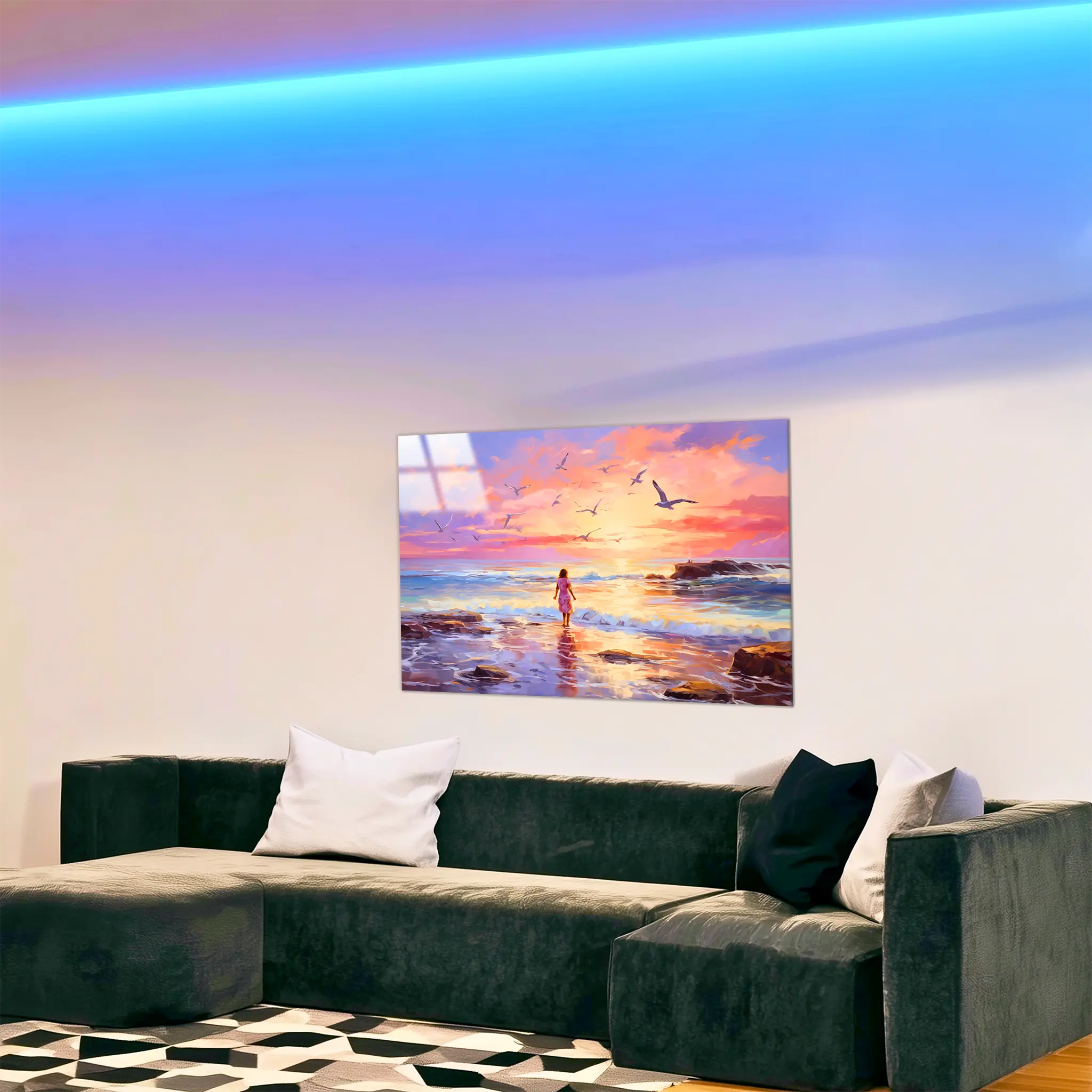 tableau-peinture-paysage-mer-4k-dans-le-salon | DreamWay