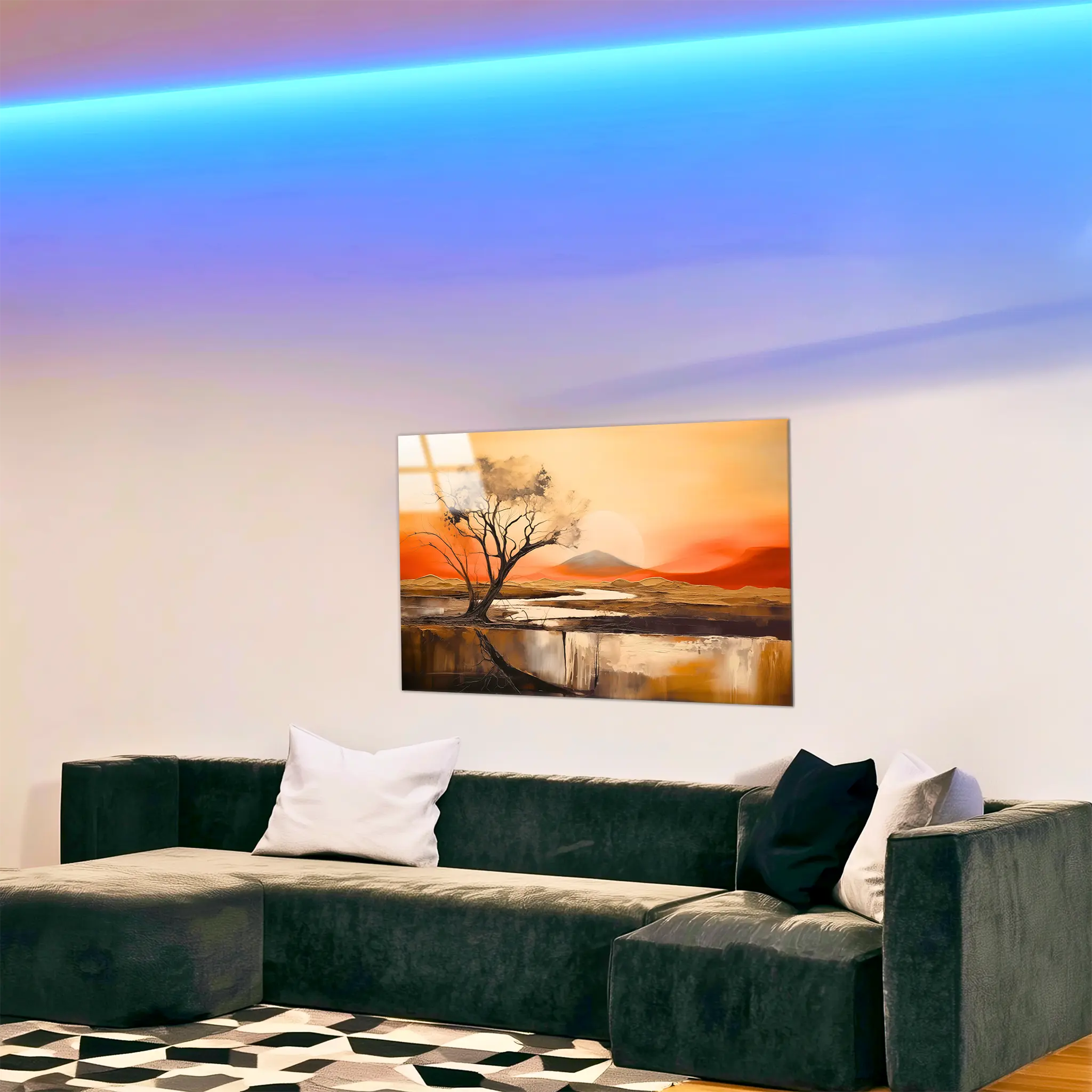 tableau-peinture-paysage-moderne-4k-dans-le-salon | DreamWay